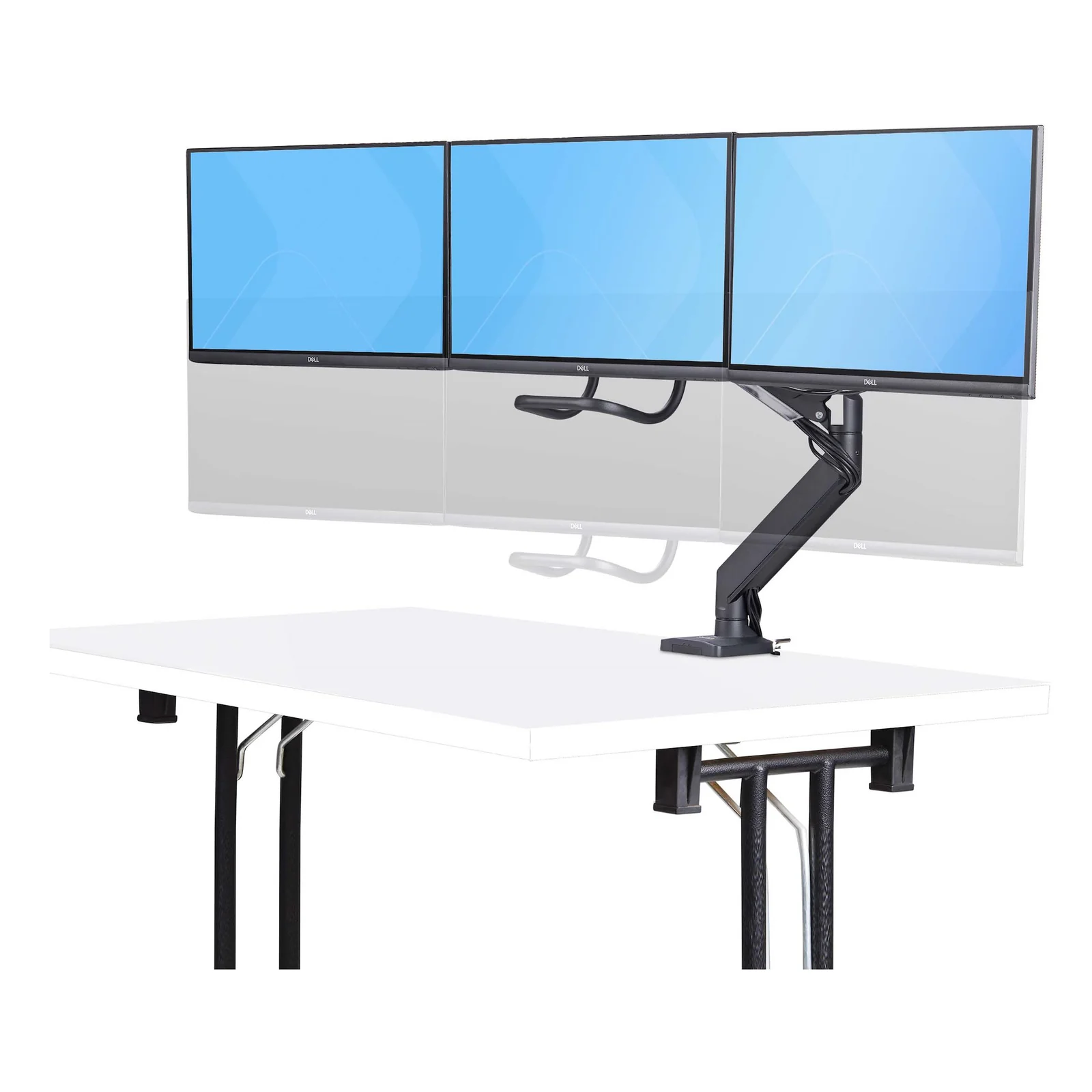 StarTech.com Support de Bureau pour 3 Écrans 27", VESA 75x75/100x100, Bras Articulé Réglable sans Outils, Pince en C/Passe-Fil, Support d'Écrans 27 pouces, Bras pour Moniteur Assisté par Ressort