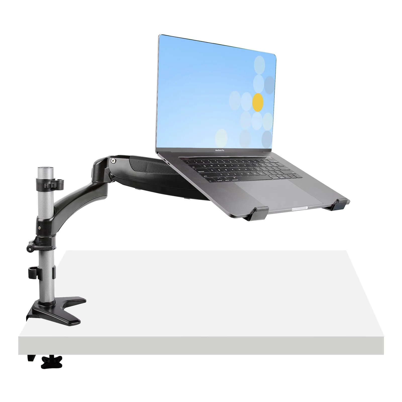 Support de Bureau pour Ordinateur Portable - Bras Articulé PC Portable ou Écran 34"(15kg) - Support VESA - Plateau Ordinateur Portable et Notebook Réglable - Fixation Pince Bureau