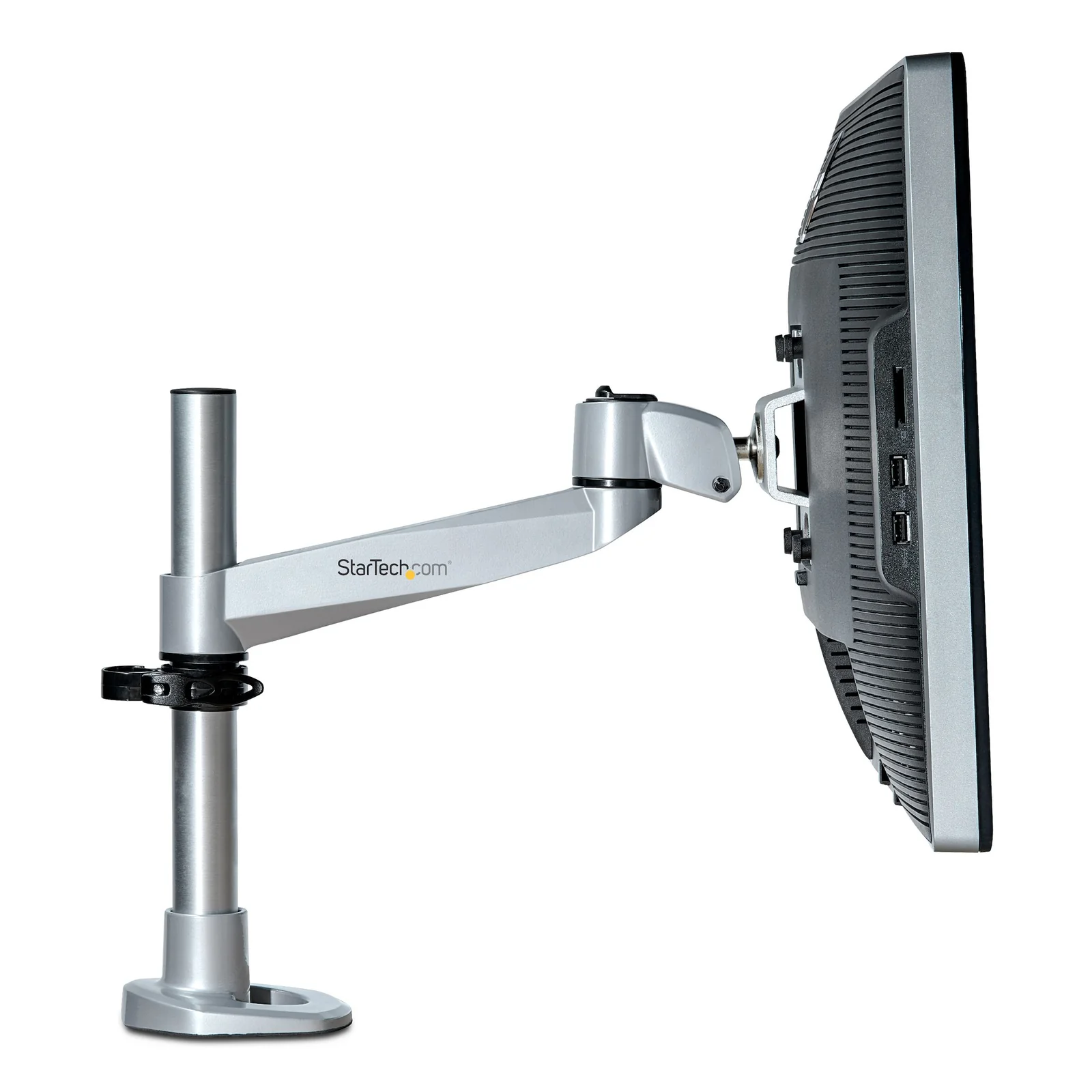 StarTech.com Support Écran Réglable en Hauteur - Bras Articulé Premium Argenté pour 1 Écran Plat/Incurvé/Ultra-Large ou Apple iMac/Thunderbolt jusqu'à 49"(14kg) - Pince / oeillet