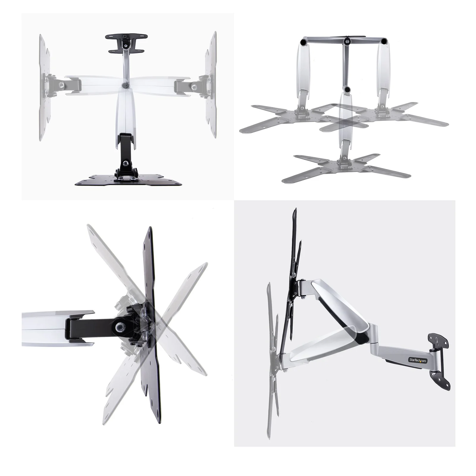 StarTech.com Support Mural TV VESA - Fixation Murale VESA Réglable pour Écrans 23-55" - Support Mural TV Mince Supportant 30kg - Bras Articulé TV 55 pouces - Support Mural TV Pivotant/Extensible/Basculant