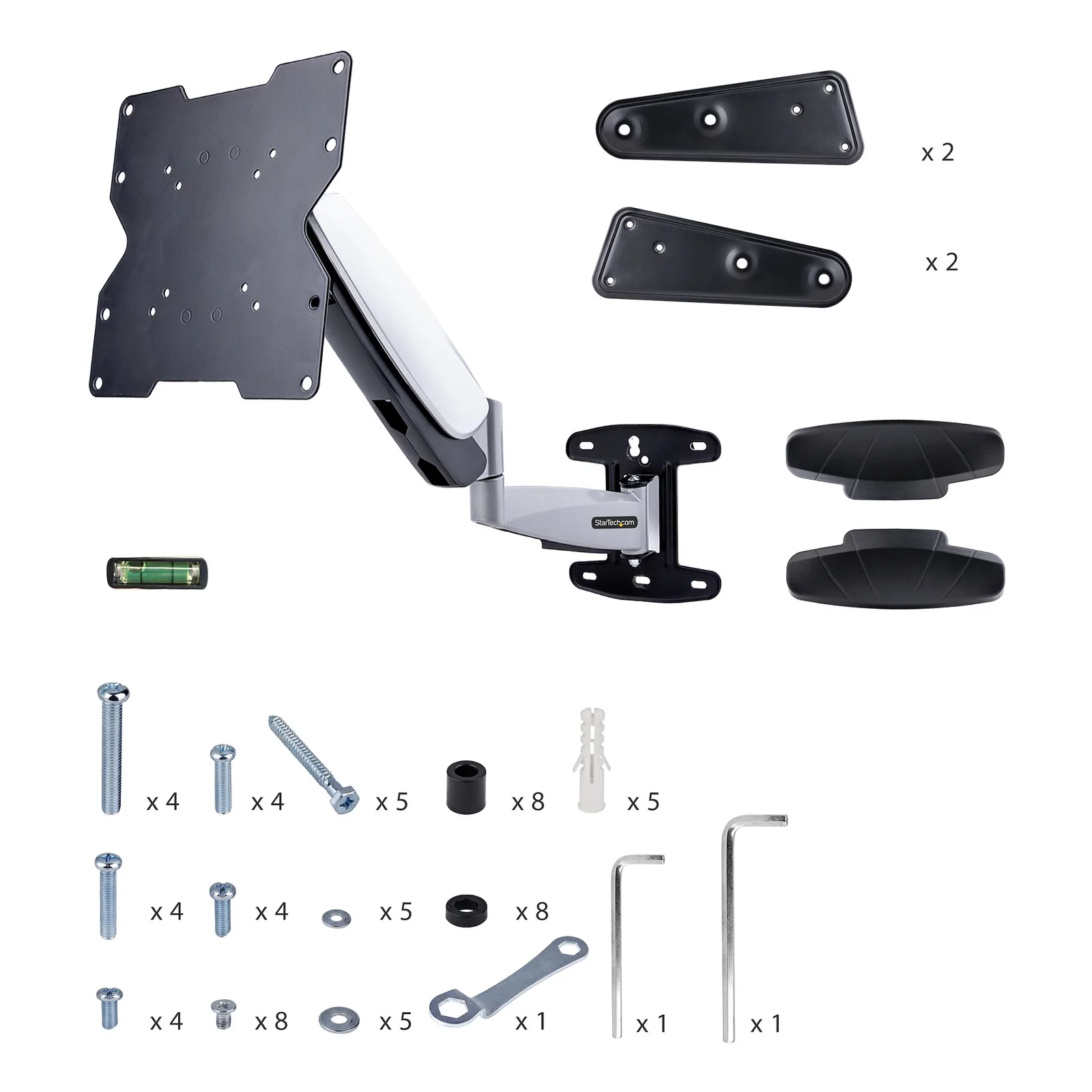 StarTech.com Support Mural TV VESA - Fixation Murale VESA Réglable pour Écrans 23-55" - Support Mural TV Mince Supportant 30kg - Bras Articulé TV 55 pouces - Support Mural TV Pivotant/Extensible/Basculant