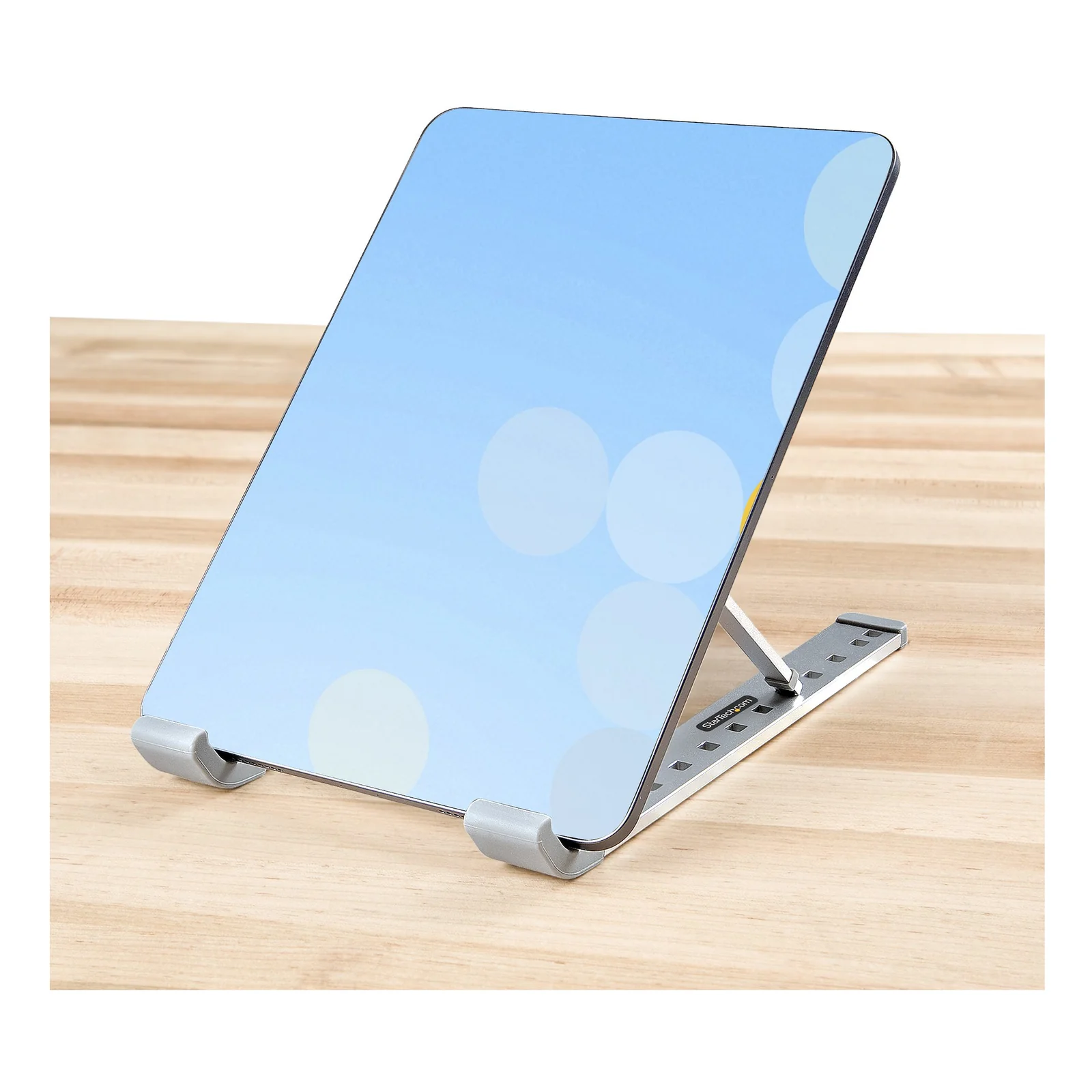 StarTech.com Support Pliable pour Ordinateur Portable - Support Ergonomique pour PC Portable Réglable en Hateur - Support Inclinable avec Cadre en Aluminium Ventilé Supportant 10kg - Rehausseur pour PC Surélevé