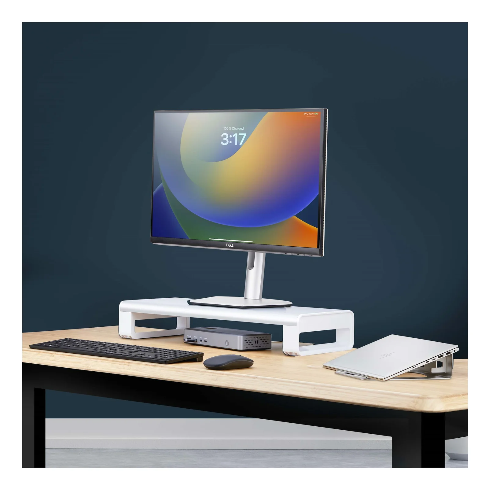StarTech.com Support pour Moniteur Ergonomique, Jusqu'à 15kg, Hauteur Fixe de 9cm, Support pour Ordinateur Portable, Base en Acier, Montage Rapide, Optimisation de l'Espace de Travail