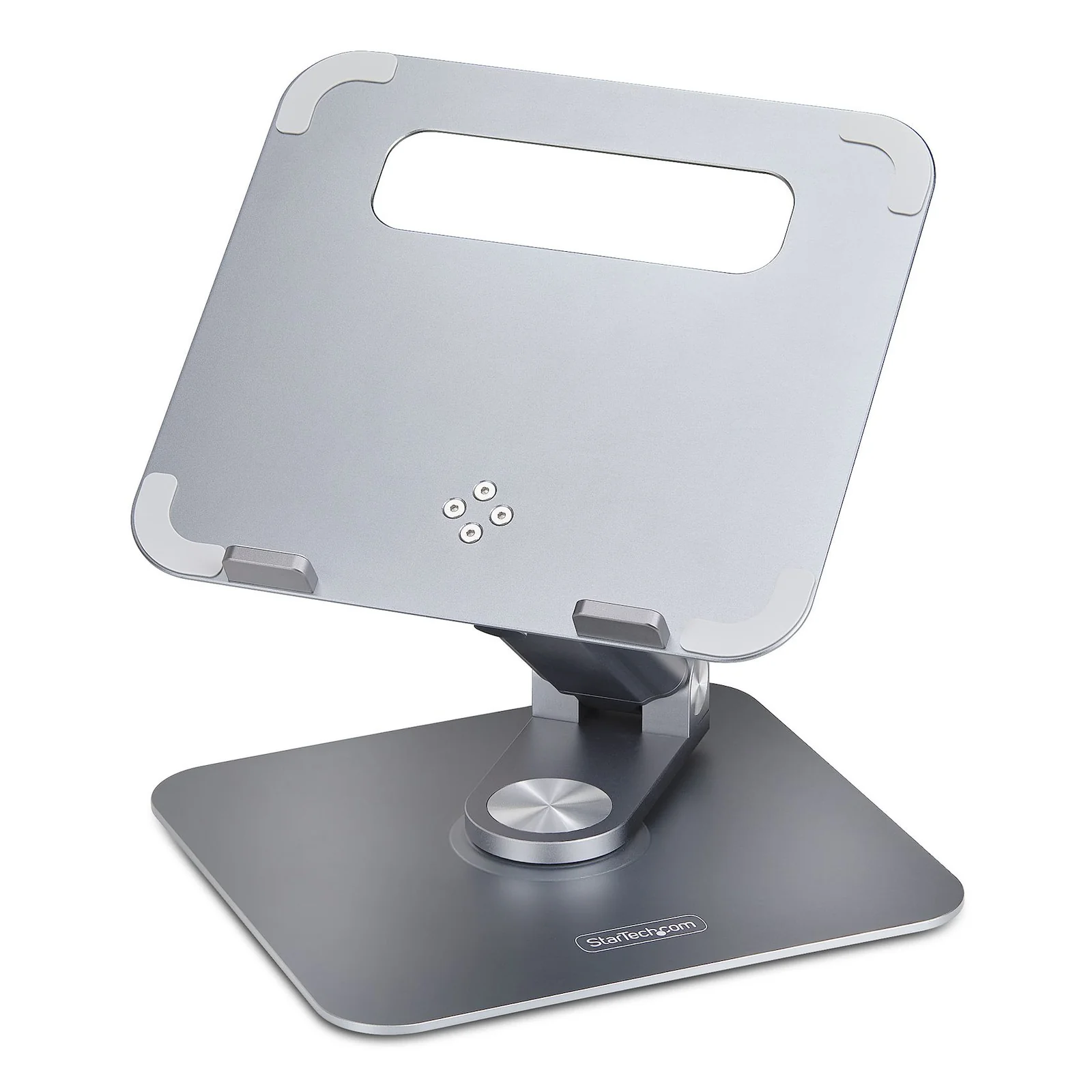 StarTech.com Support Télescopique pour PC Portable, Base Pivotante à 360&deg;, Support Rotatif pour Bureau, Hauteur et Inclinaison Réglables, Poids Max 5kg, Construction en Aluminium, Design Portable