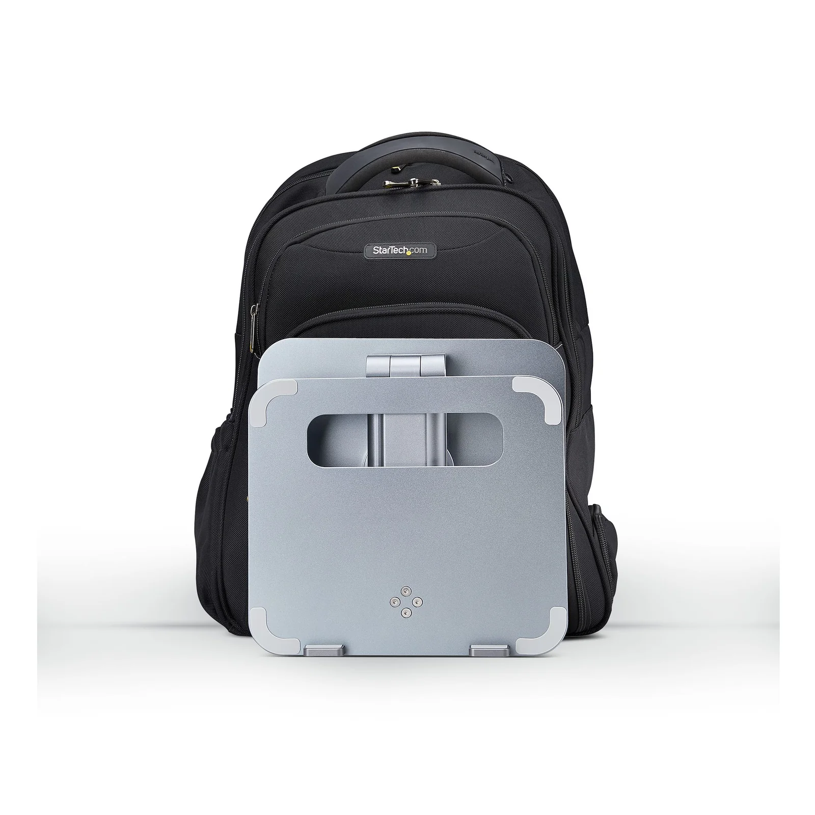 StarTech.com Support Télescopique pour PC Portable, Base Pivotante à 360&deg;, Support Rotatif pour Bureau, Hauteur et Inclinaison Réglables, Poids Max 5kg, Construction en Aluminium, Design Portable