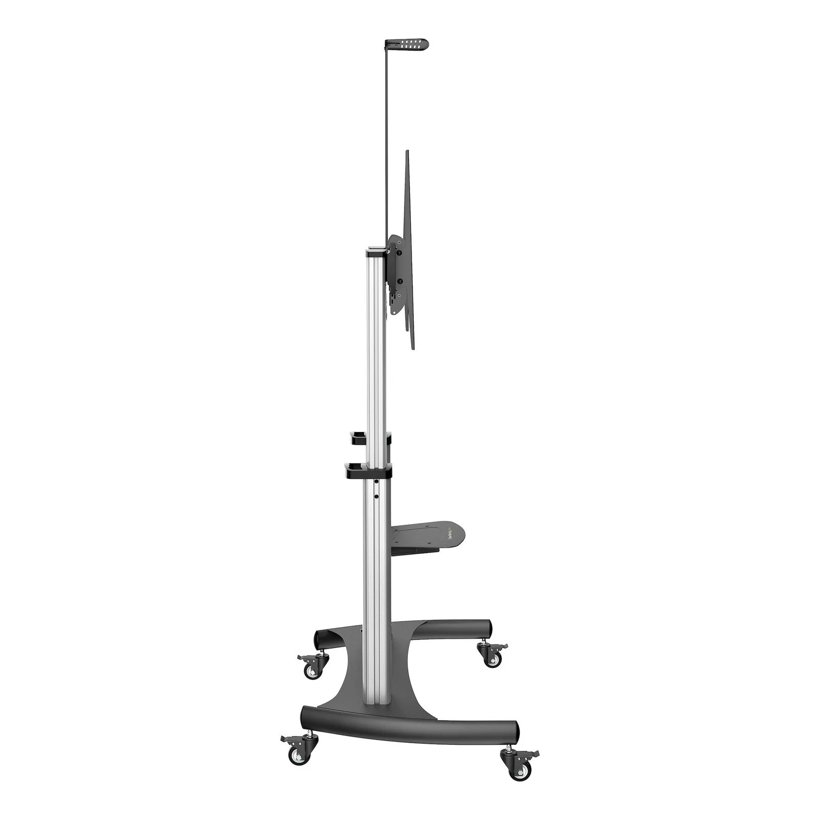 StarTech.com Support Téléviseur Mobile - Chariot Support Télé Robuste Écrans 60-100" 100kg - Support TV Écran Plat sur Pied Roulettes - Hauteur Réglable - Support Télévision Universel avec Étagères
