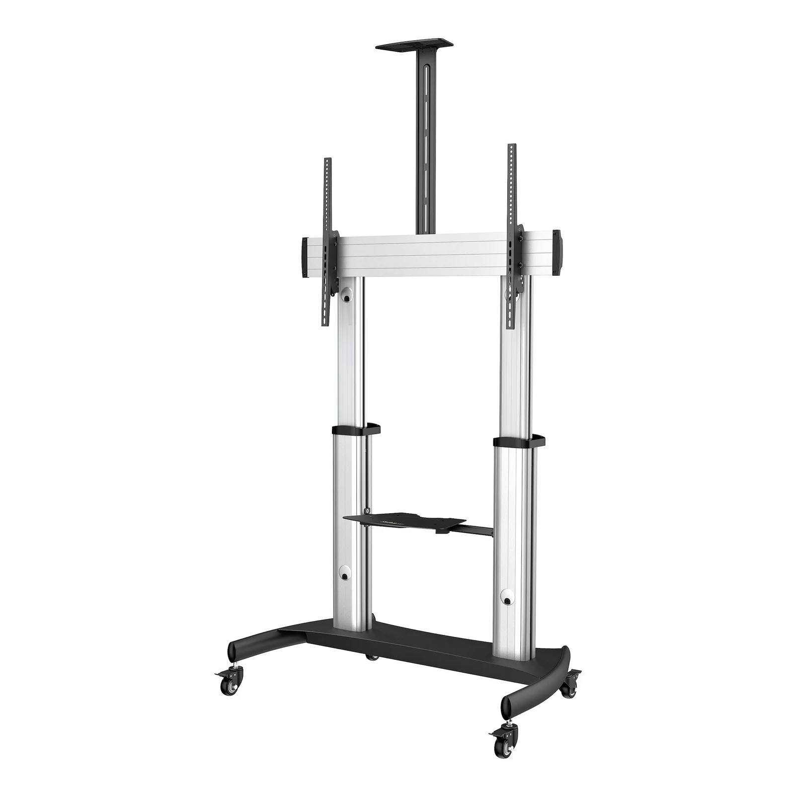 Support Téléviseur Mobile - Chariot Support Télé Robuste Écrans 60-100" 100kg - Support TV Écran Plat sur Pied Roulettes - Hauteur Réglable - Support Télévision Universel avec Étagères