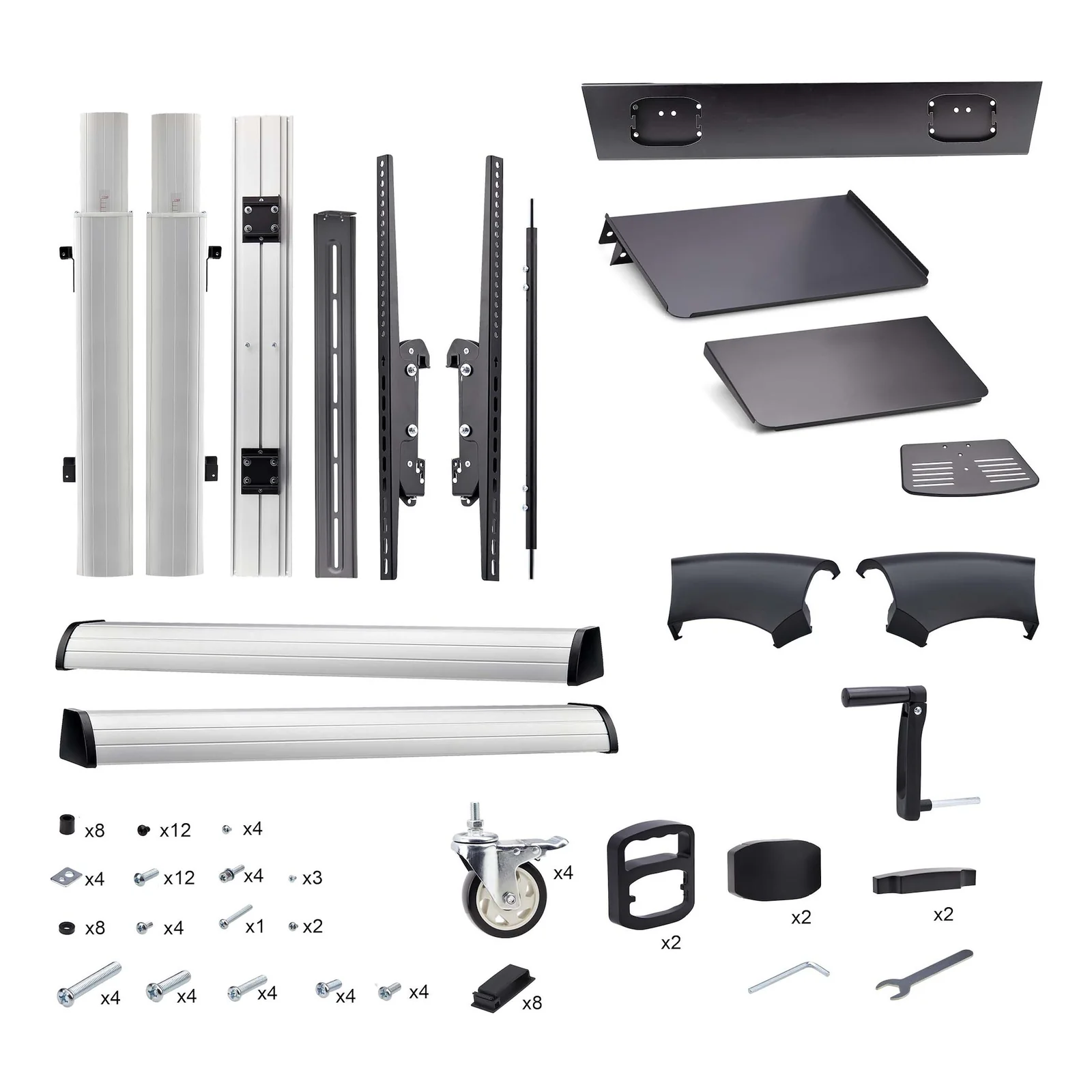 StarTech.com Support TV à Roulettes pour Écrans Plats de 60 à 100 pouces jusqu'à 100 kg, Réglage en Hauteur par Manivelle, Support/Chariot Télé Mobile