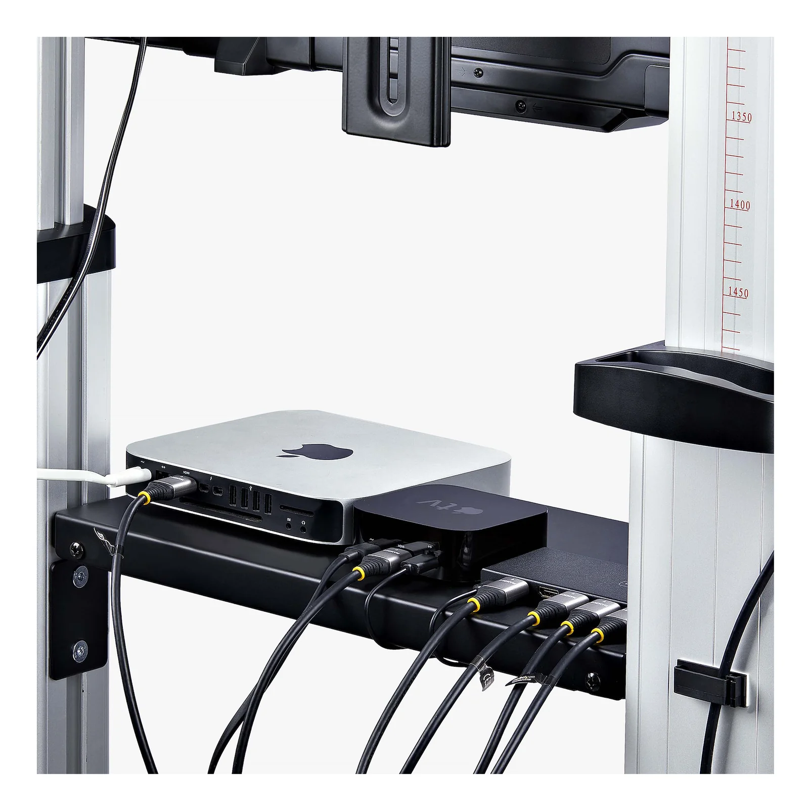 StarTech.com Support TV à Roulettes pour Écrans Plats de 60 à 100 pouces jusqu'à 100 kg, Réglage en Hauteur par Manivelle, Support/Chariot Télé Mobile