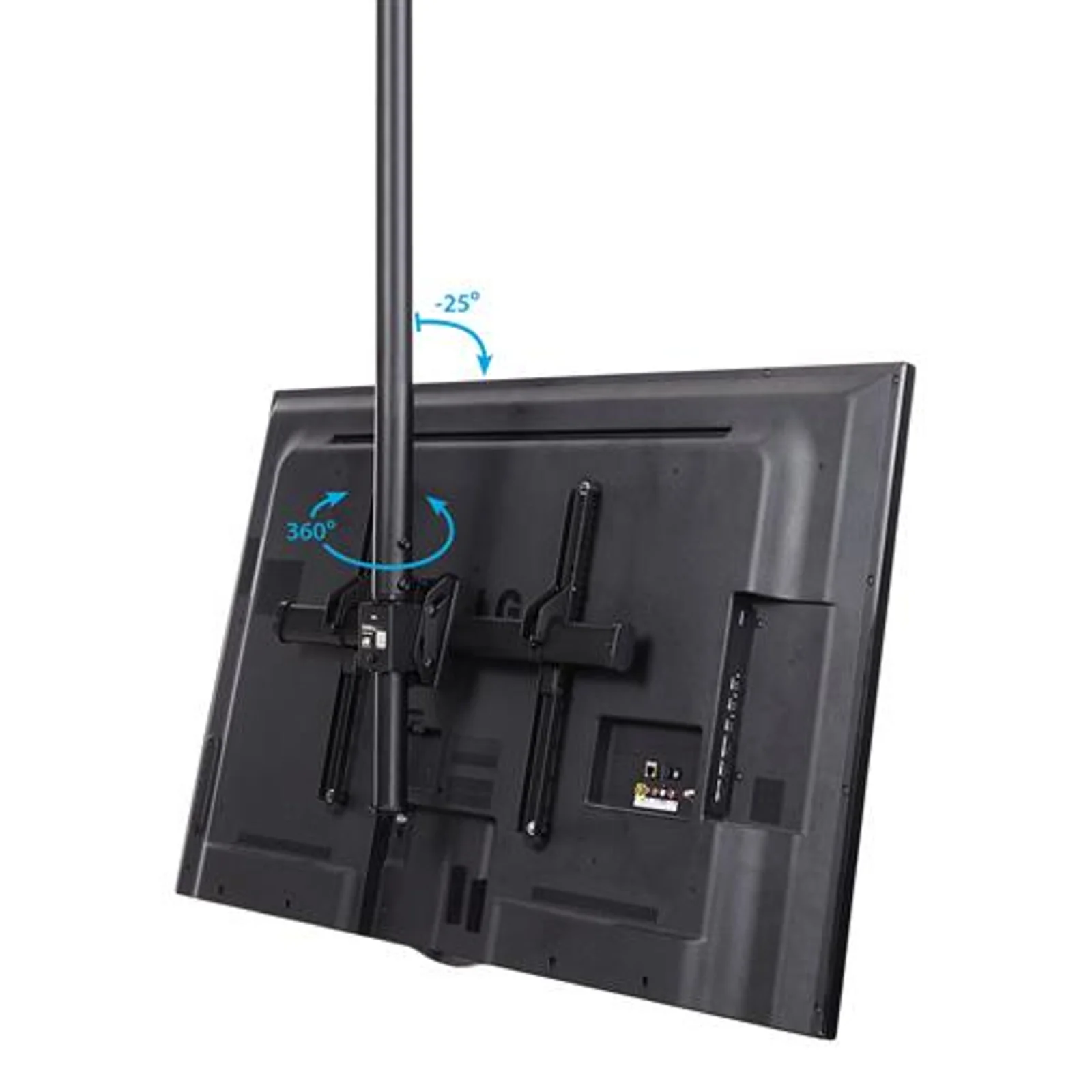 StarTech.com Support TV au Plafond - Support Universel pour Écran Unique avec Mât Court Télescopique Réglable - Inclinable/Pivotant - Support VESA pour Écrans 32"-75"