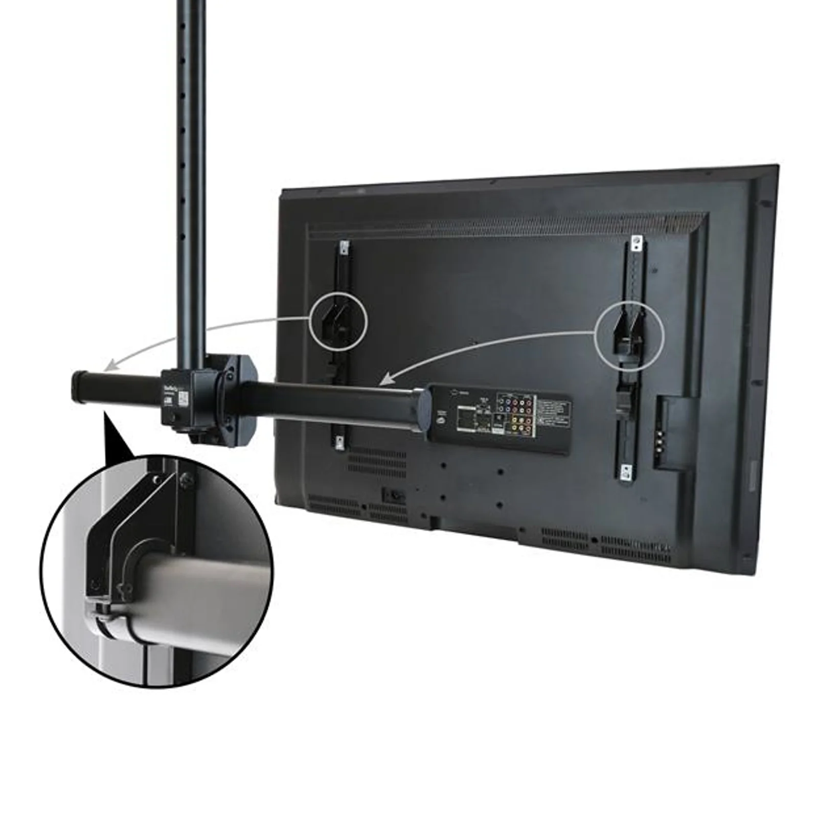 StarTech.com Support TV au Plafond - Support Universel pour Écran Unique avec Mât Court Télescopique Réglable - Inclinable/Pivotant - Support VESA pour Écrans 32"-75"