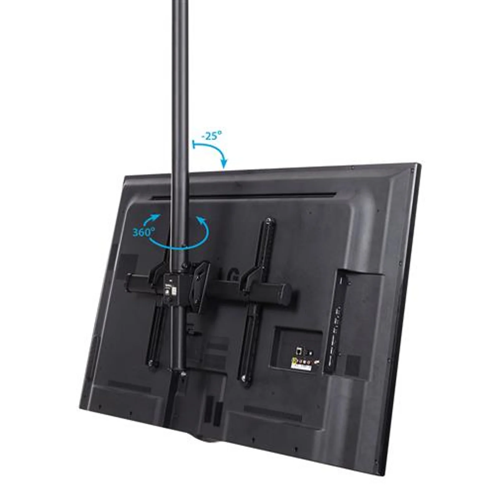 StarTech.com Support TV pour Plafond - Support Universel pour Écran Unique avec Mât Télescopique Réglable - Inclinable/Pivotant - Support VESA pour Écrans 32"-75