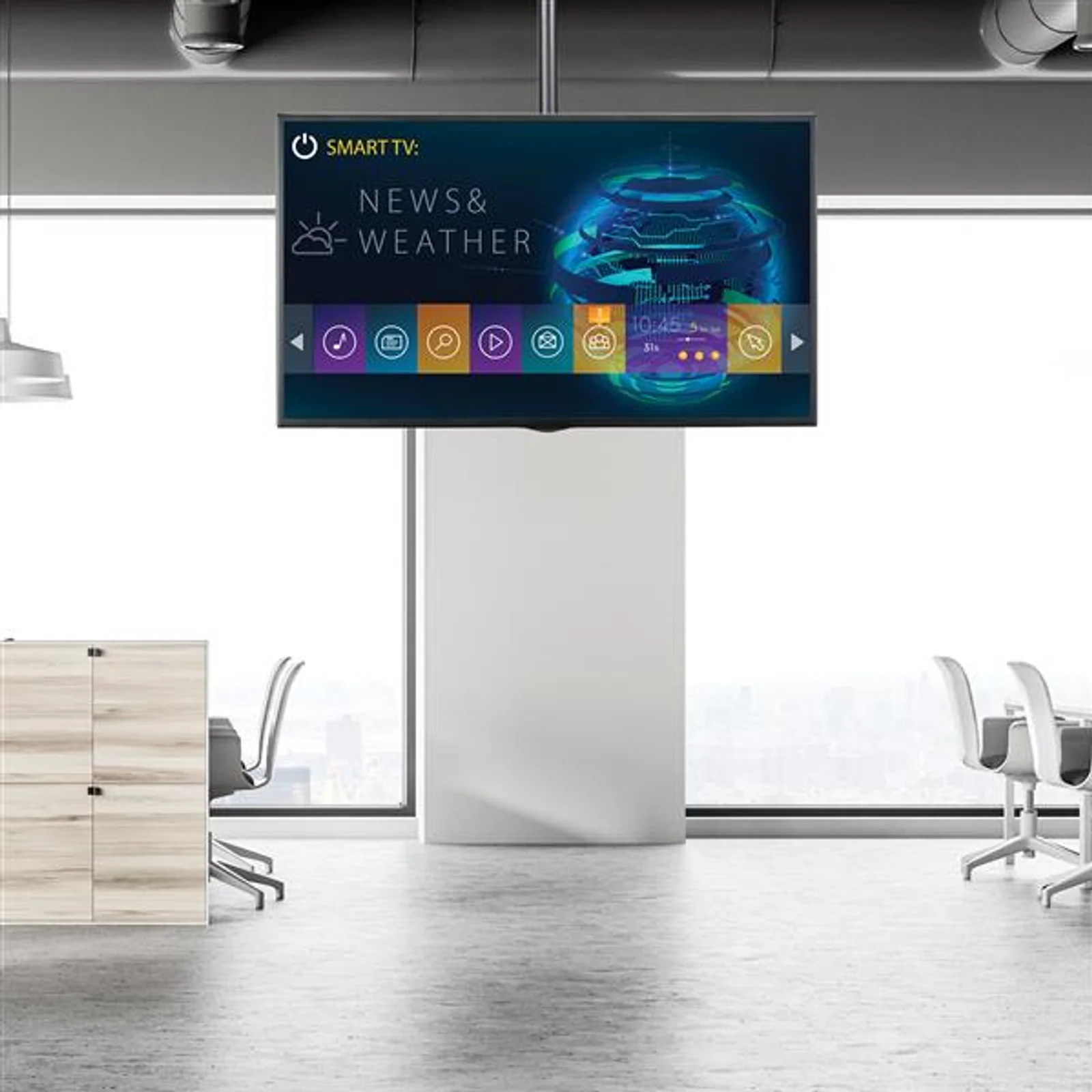 StarTech.com Support TV pour Plafond - Support Universel pour Écran Unique avec Mât Télescopique Réglable - Inclinable/Pivotant - Support VESA pour Écrans 32"-75