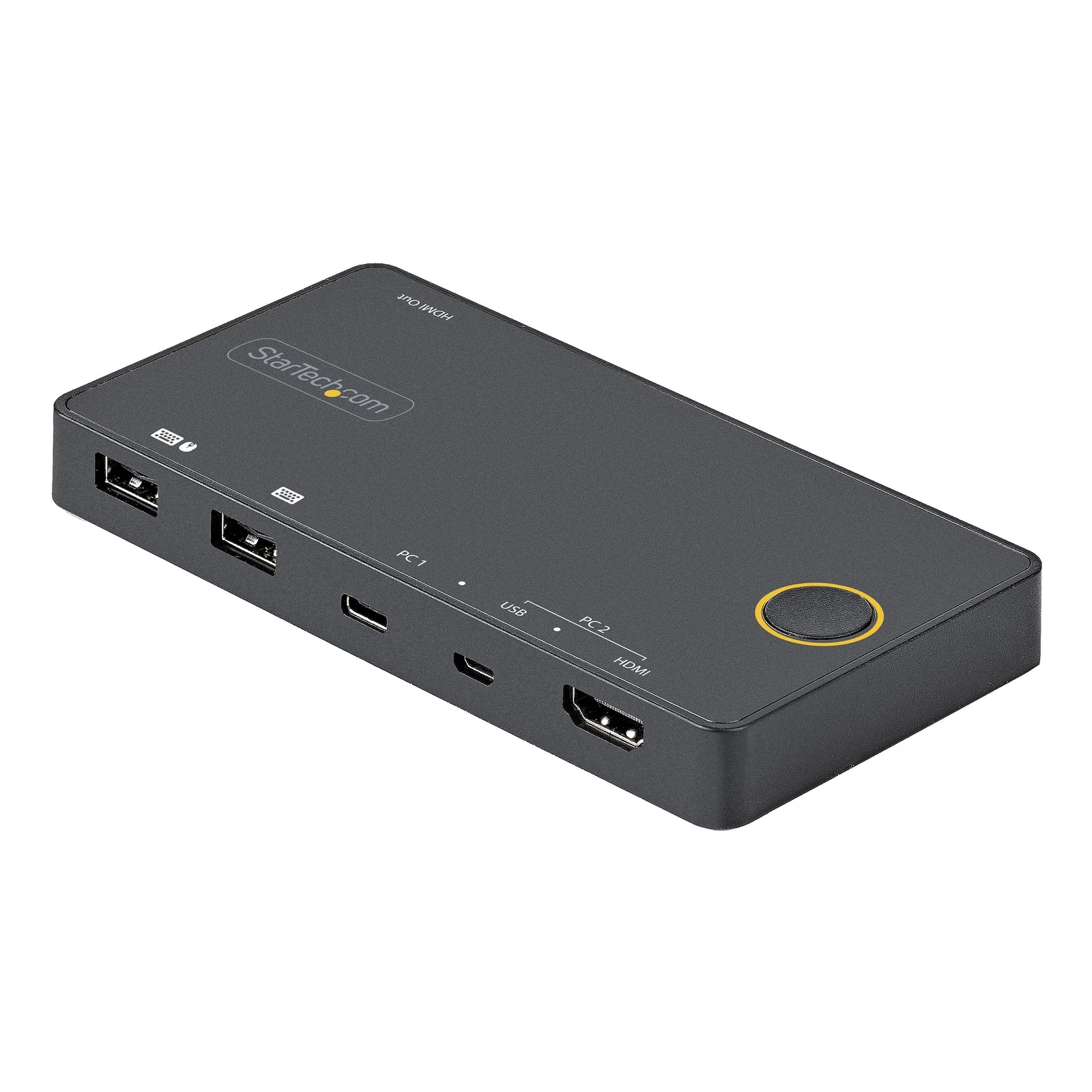 Switch KVM Hybride 2 Ports USB-A + HDMI & USB-C - Écran Unique HDMI 2.0 4K 60Hz - Commutateur KVM Compact HDMI Desktop et/ou Laptop - Alimenté par Bus USB - Compatible Thunderbolt 3