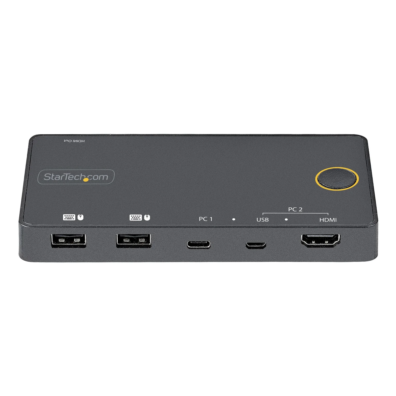 StarTech.com Switch KVM Hybride 2 Ports USB-A + HDMI & USB-C - Écran Unique HDMI 2.0 4K 60Hz - Commutateur KVM Compact HDMI Desktop et/ou Laptop - Alimenté par Bus USB - Compatible Thunderbolt 3