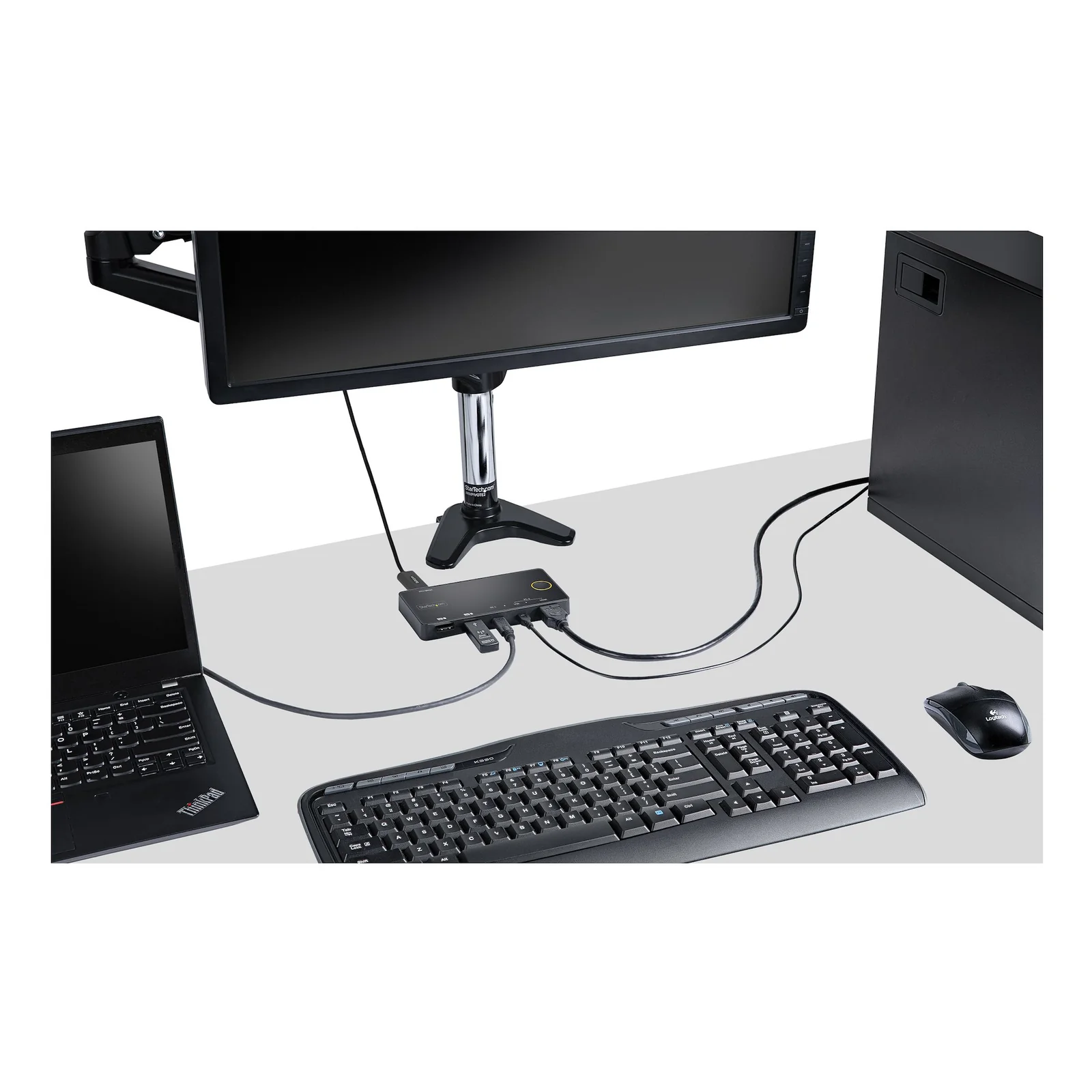 StarTech.com Switch KVM Hybride 2 Ports USB-A + HDMI & USB-C - Écran Unique HDMI 2.0 4K 60Hz - Commutateur KVM Compact HDMI Desktop et/ou Laptop - Alimenté par Bus USB - Compatible Thunderbolt 3