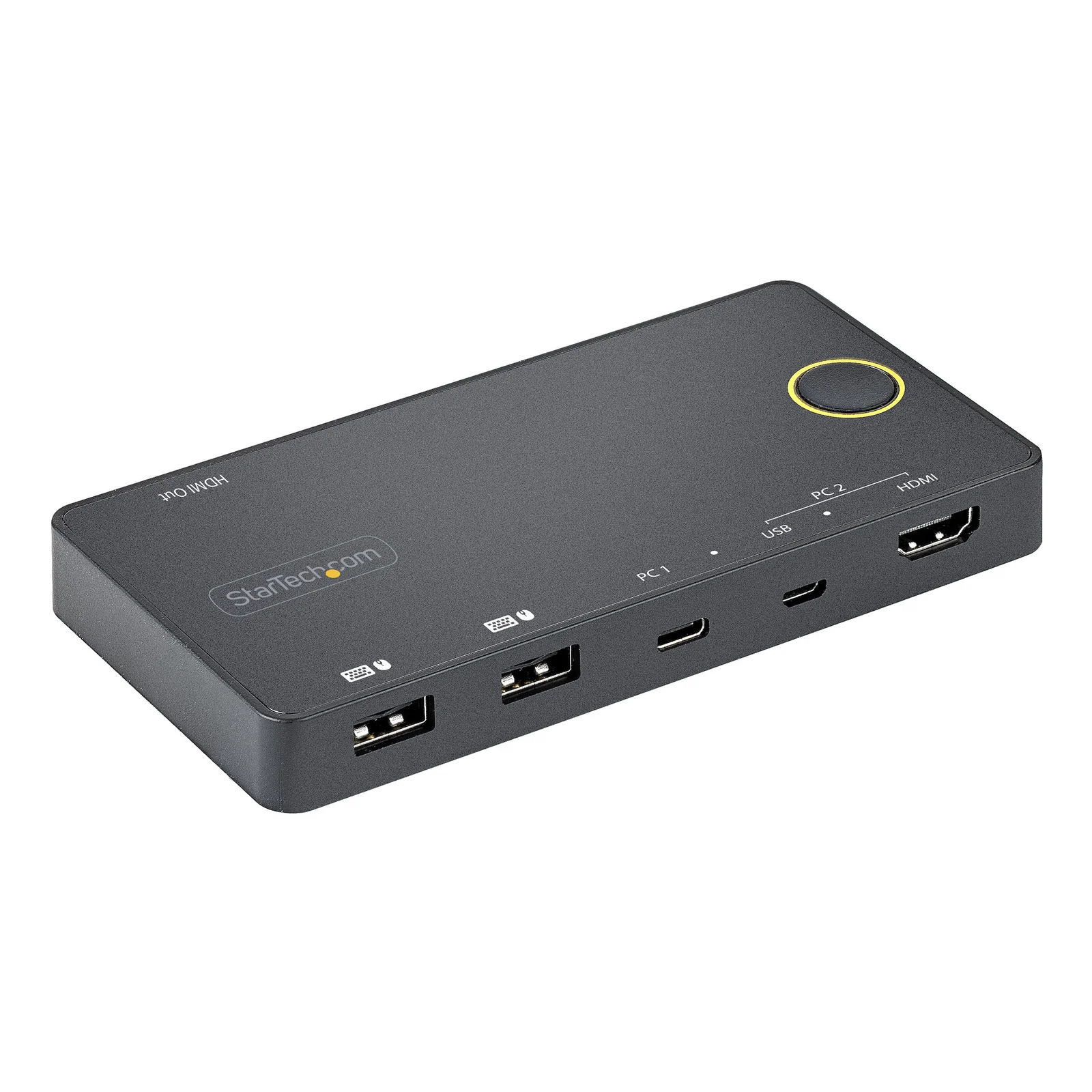 StarTech.com Switch KVM Hybride 2 Ports USB-A + HDMI & USB-C - Écran Unique HDMI 2.0 4K 60Hz - Commutateur KVM Compact HDMI Desktop et/ou Laptop - Alimenté par Bus USB - Compatible Thunderbolt 3