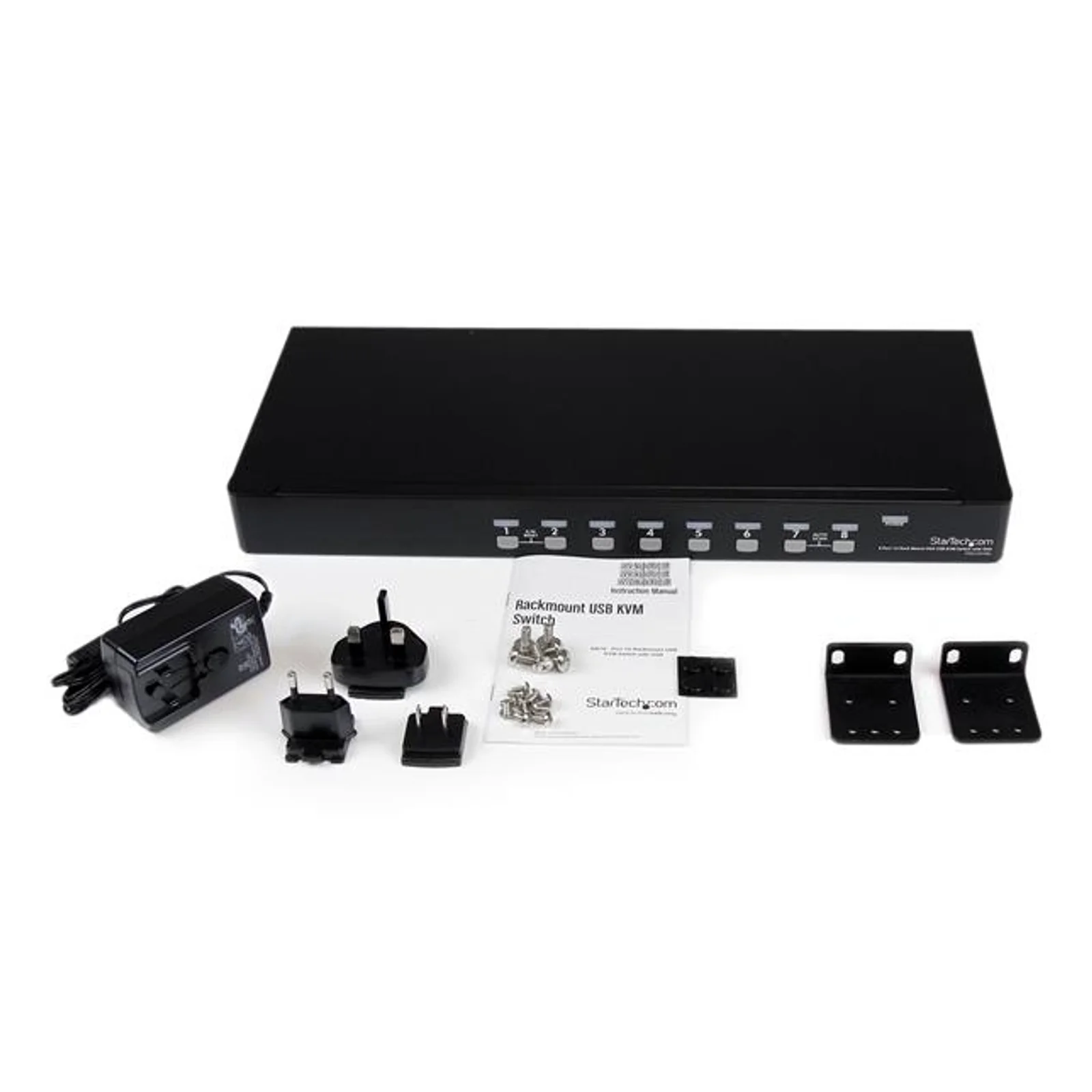 StarTech.com Switch KVM USB VGA à 8 ports avec OSD - Commutateur écran clavier souris à montage en rack 1U