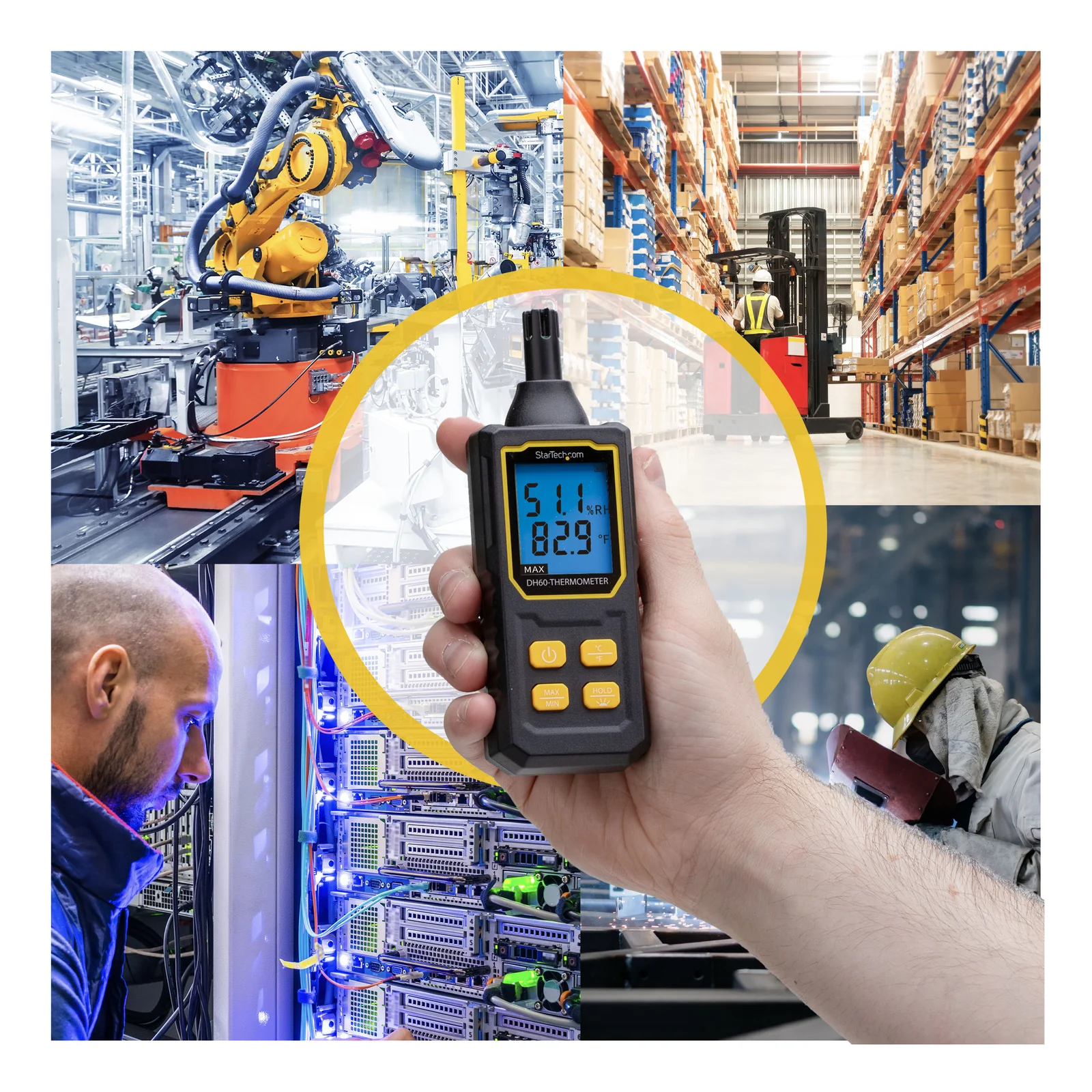 StarTech.com Thermomètre/Humidimètre Numérique de Poche, Hygromètre avec Grand Écran LCD, Thermomètre Portable pour Salles de Serveurs/Bureaux, Capteur Précis, Valeurs Min/Max