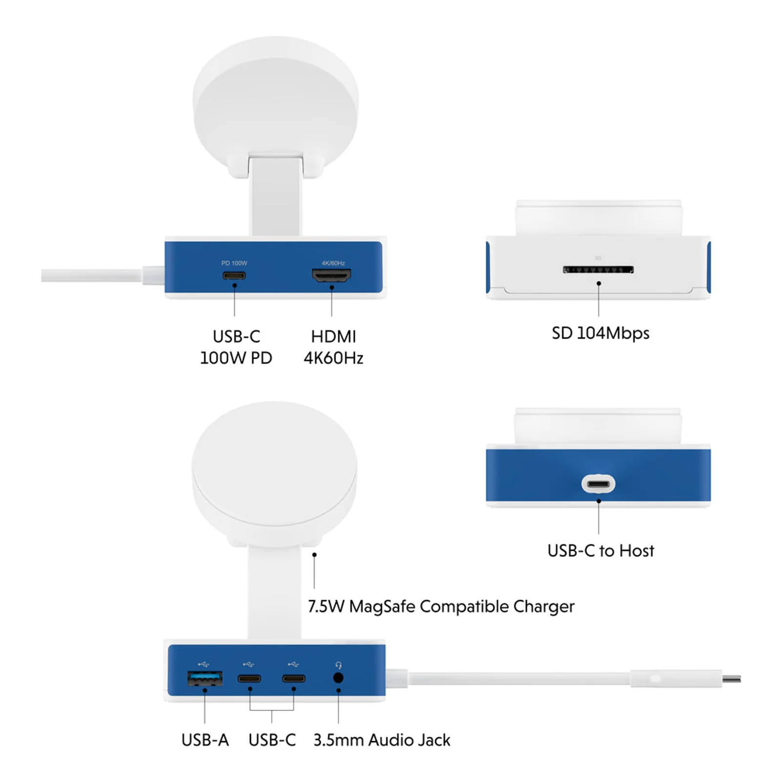 Targus HyperDrive Avec fil USB 3.2 Gen 1 (3.1 Gen 1) Type-C Blanc