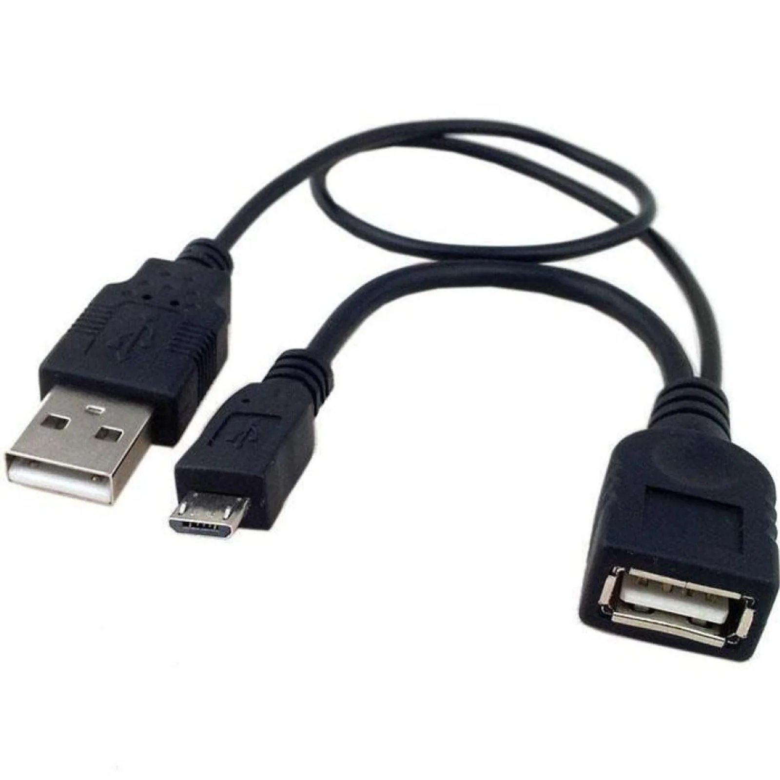 0.3m USB 2.0 A M/F - Micro USB 2.0 M câble USB 0,3 m USB A USB A/Micro-USB B Noir