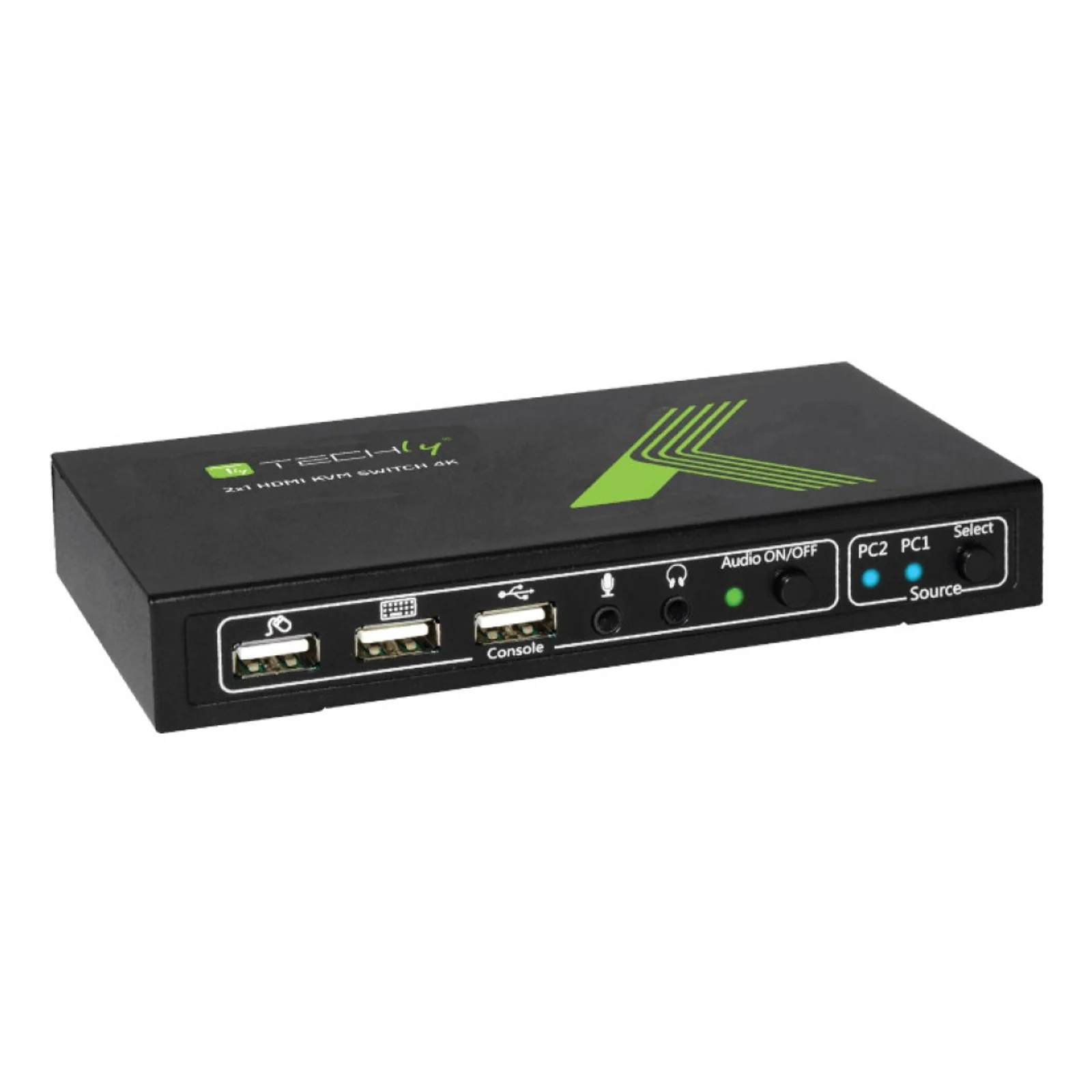 Techly 2x1 USB HDMI KVM Switch 4Kx2K IDATA KVM-HDMI2U commutateur écran, clavier et souris Noir