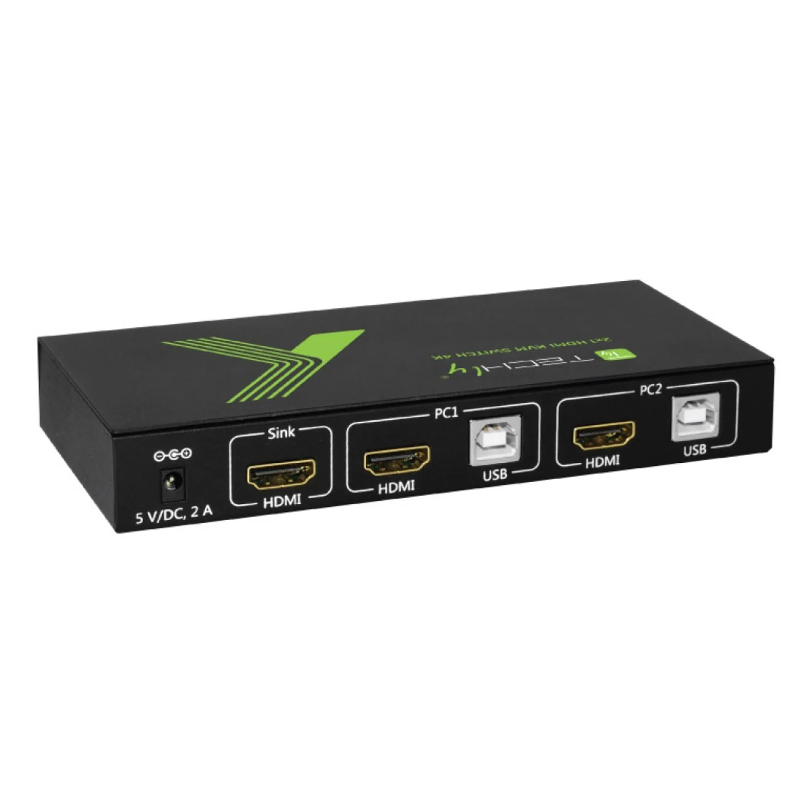 Techly 2x1 USB HDMI KVM Switch 4Kx2K IDATA KVM-HDMI2U commutateur écran, clavier et souris Noir