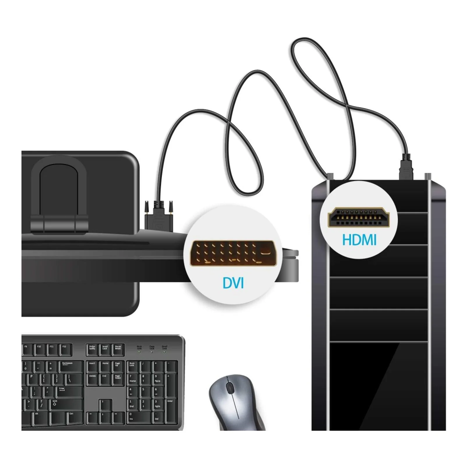 Techly 3.0m HDMI - DVI-D M/M 3 m Noir