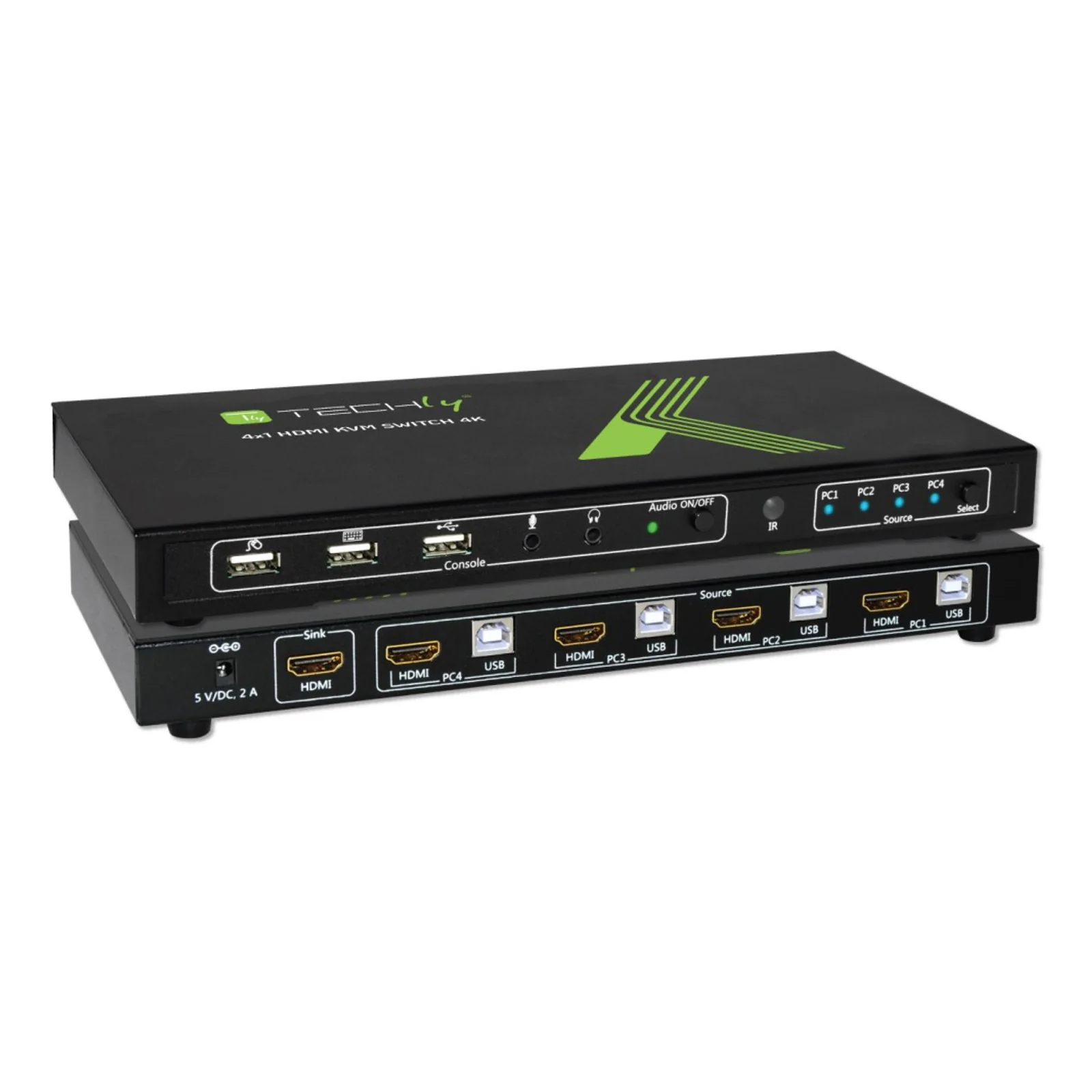 4x1 USB HDMI KVM Switch 4Kx2K IDATA KVM-HDMI4U commutateur écran, clavier et souris Noir