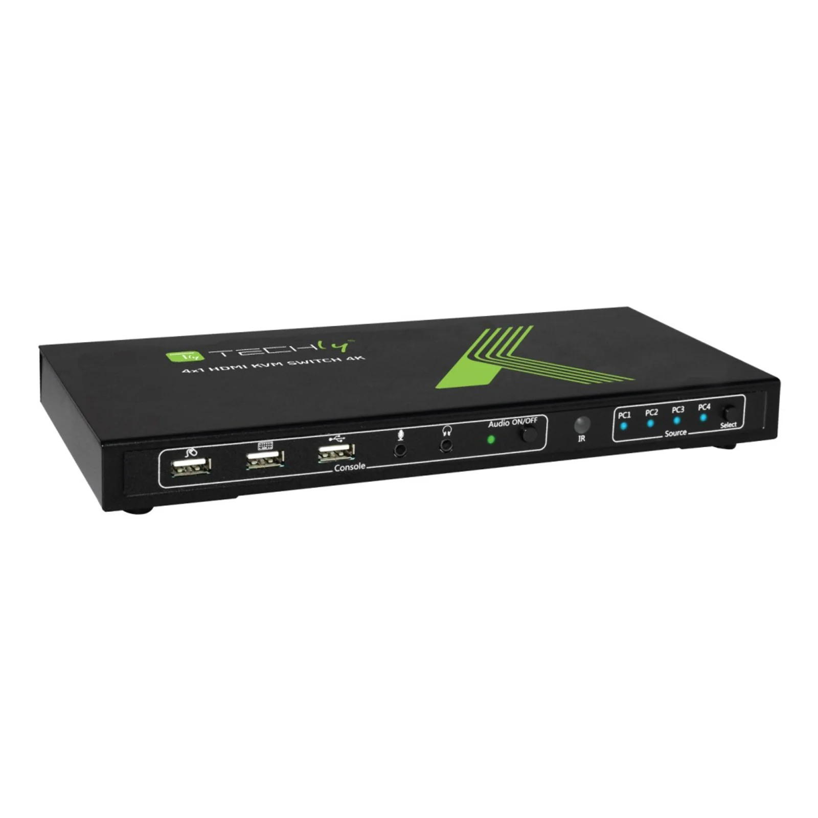 Techly 4x1 USB HDMI KVM Switch 4Kx2K IDATA KVM-HDMI4U commutateur écran, clavier et souris Noir