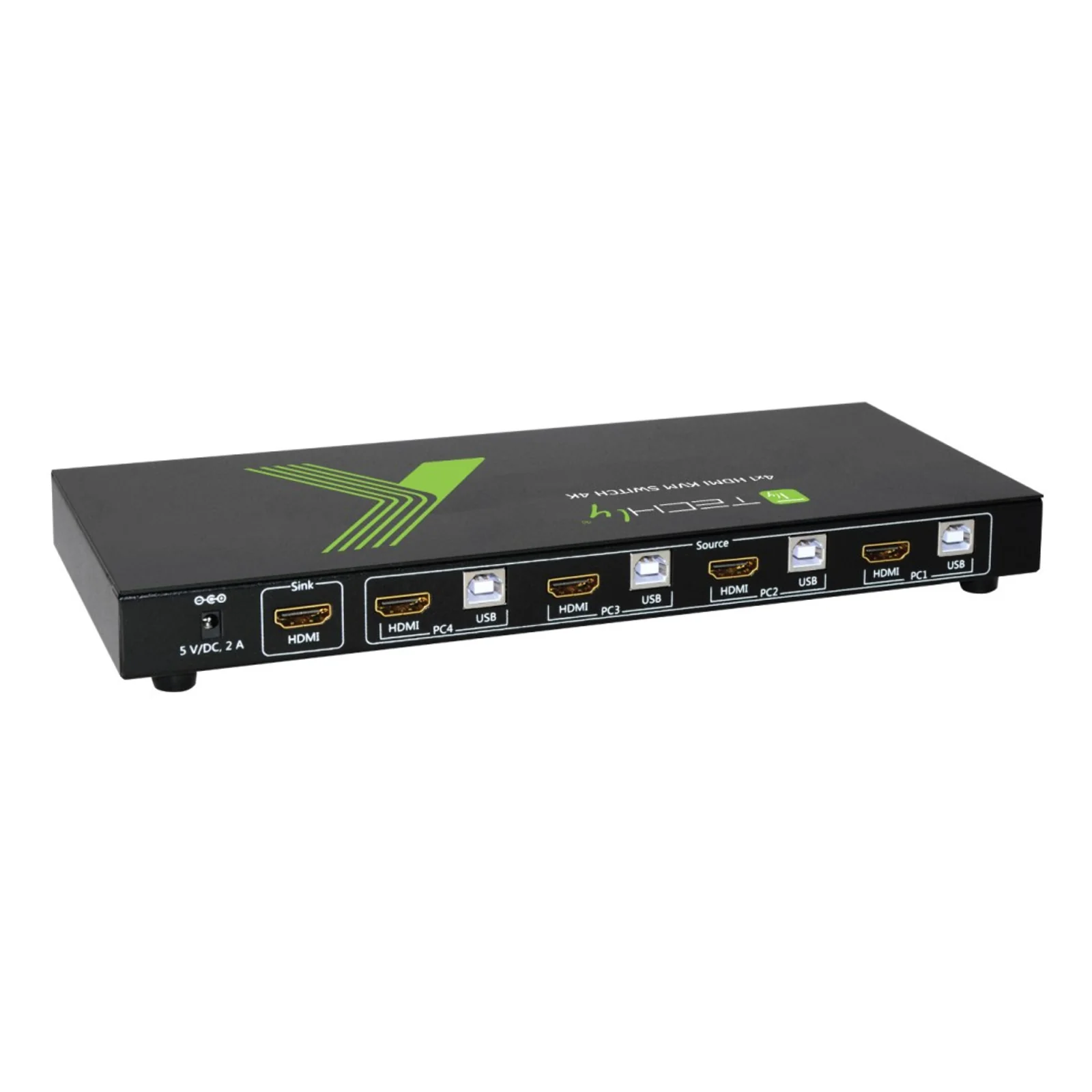 Techly 4x1 USB HDMI KVM Switch 4Kx2K IDATA KVM-HDMI4U commutateur écran, clavier et souris Noir