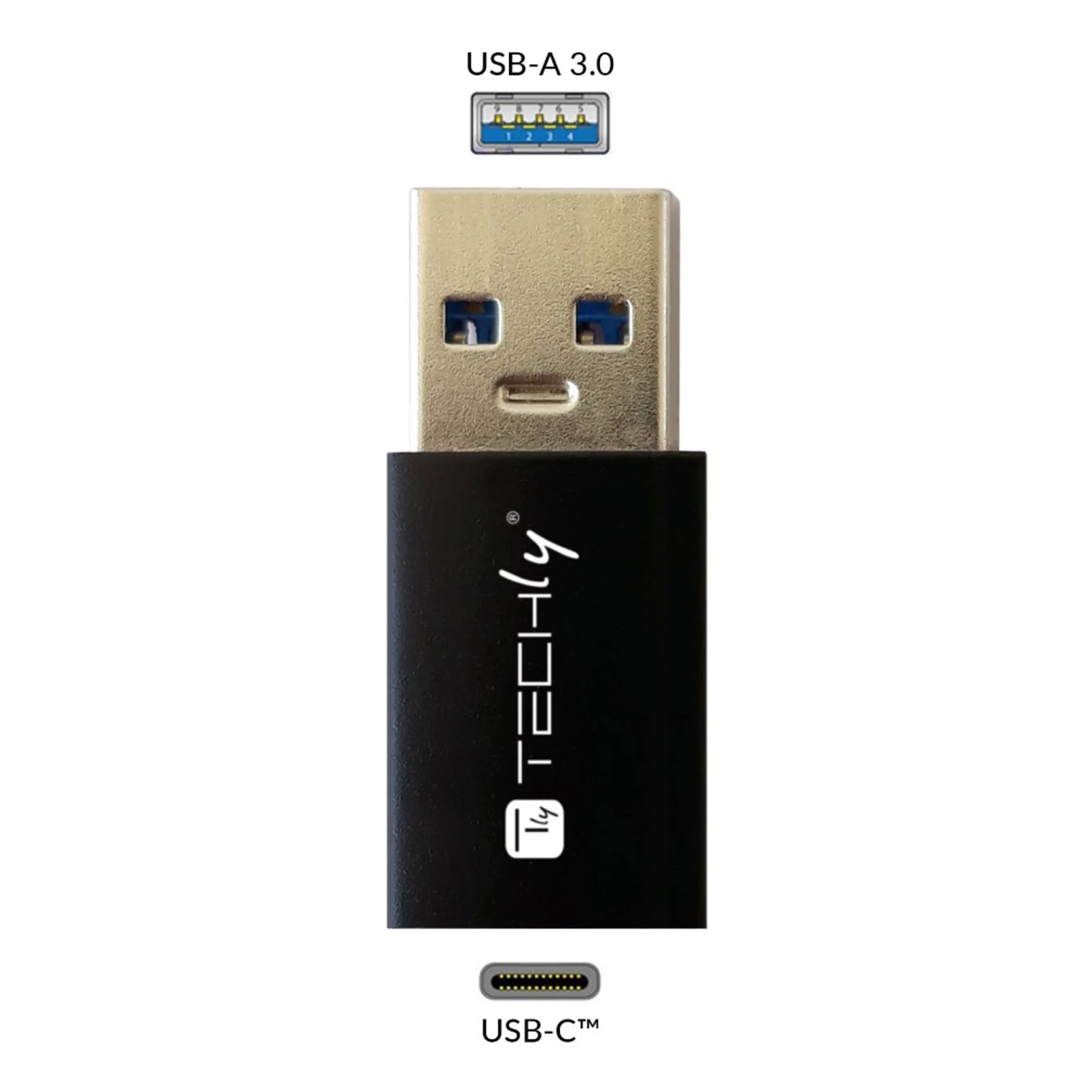 Techly IADAP USB3-AFT changeur de genre de câble USB A USB C Noir
