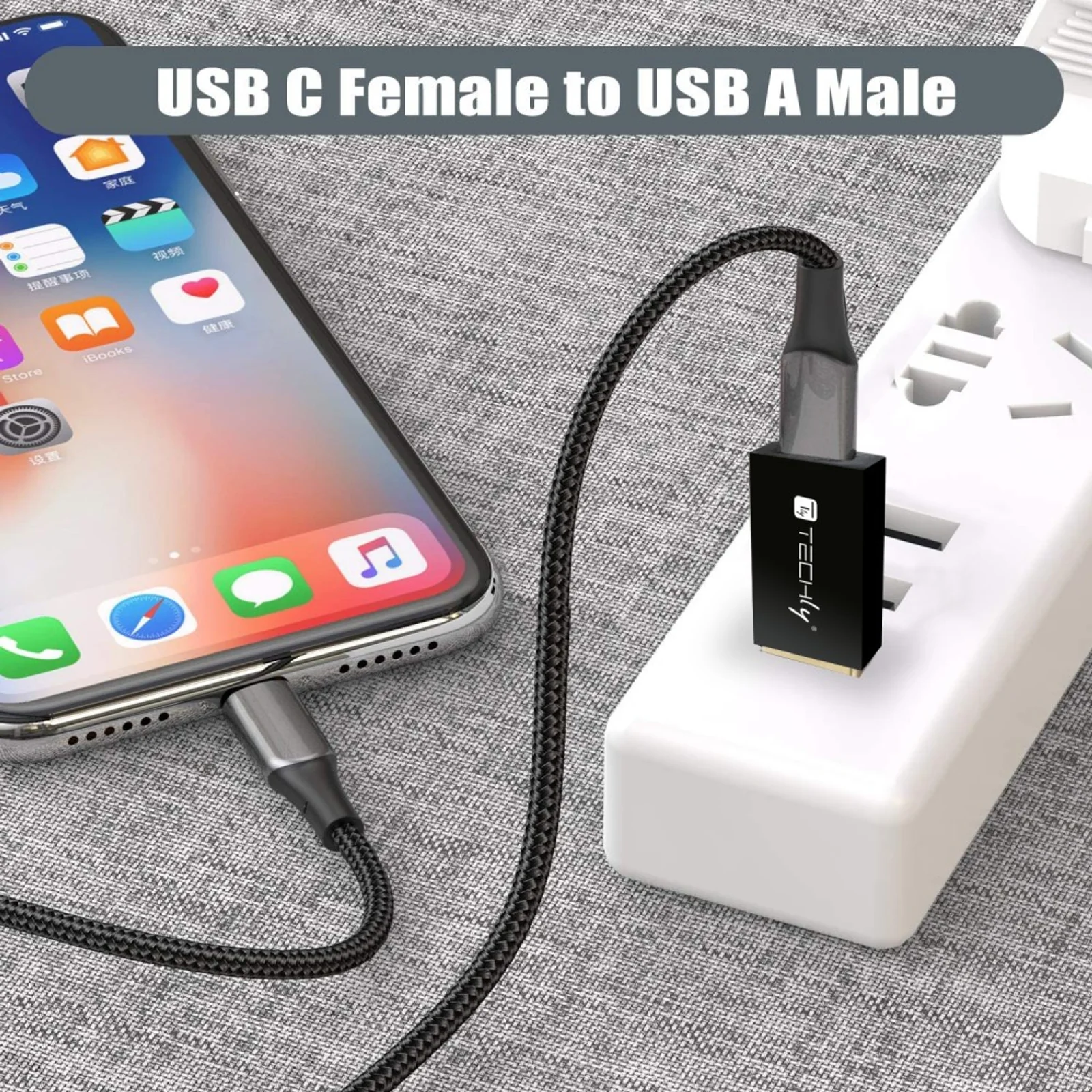 Techly IADAP USB3-AFT changeur de genre de câble USB A USB C Noir