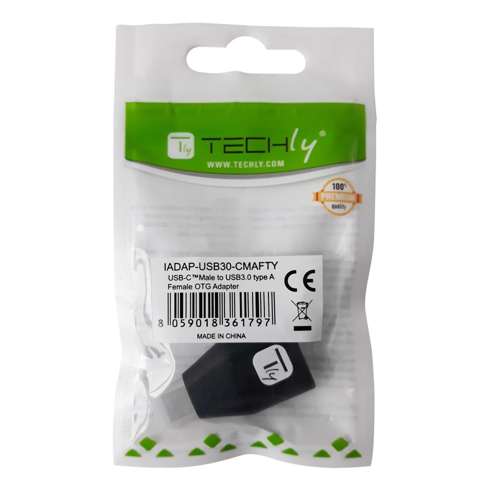 Techly IADAP-USB30-CMAFTY changeur de genre de câble USB A USB C Noir