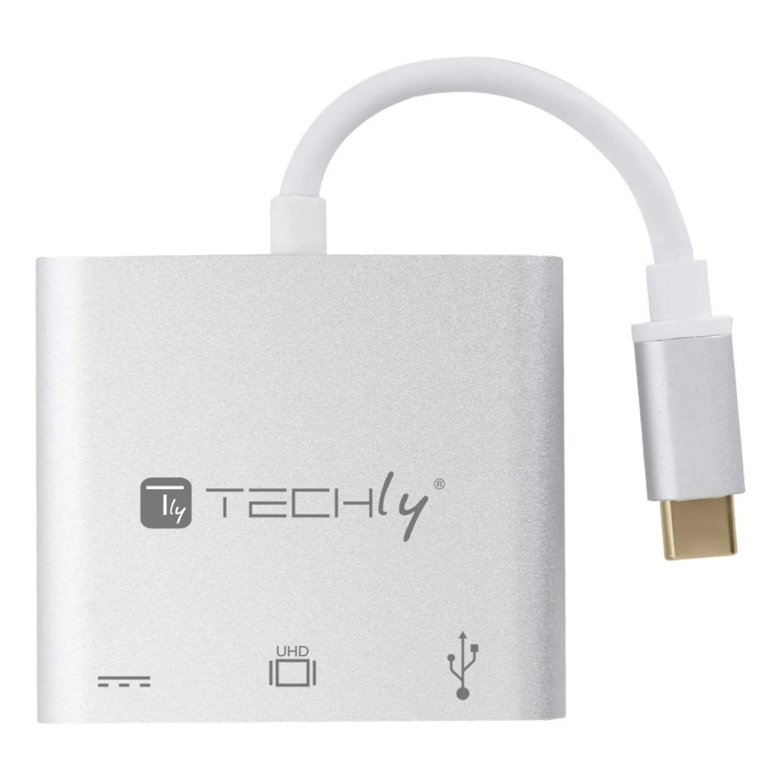 Techly IADAP USB31-HDMIPTY station d'accueil Avec fil USB 3.2 Gen 1 (3.1 Gen 1) Type-C Argent
