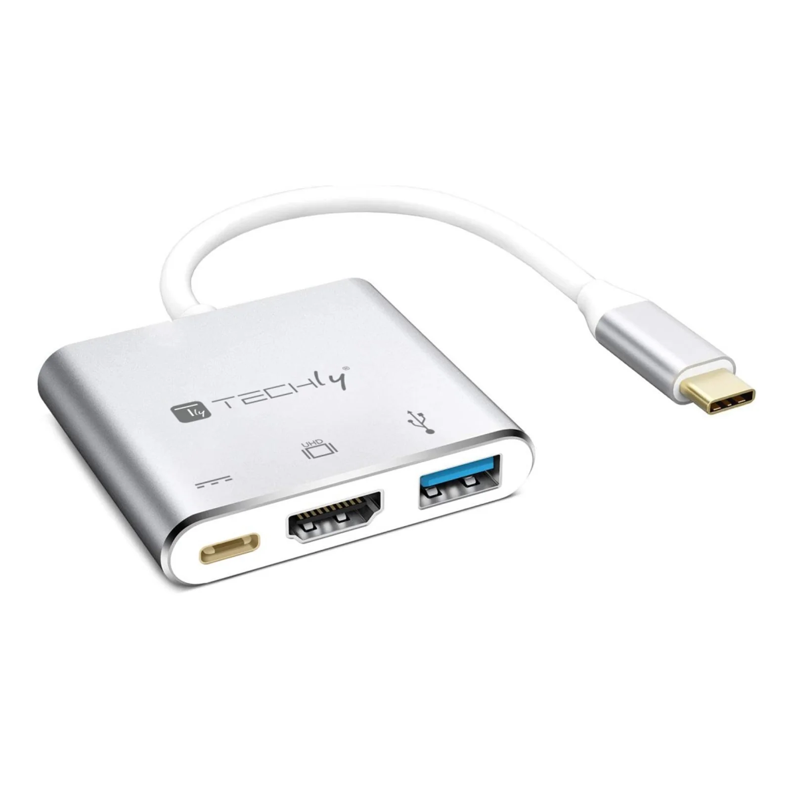 Techly IADAP USB31-HDMIPTY station d'accueil Avec fil USB 3.2 Gen 1 (3.1 Gen 1) Type-C Argent