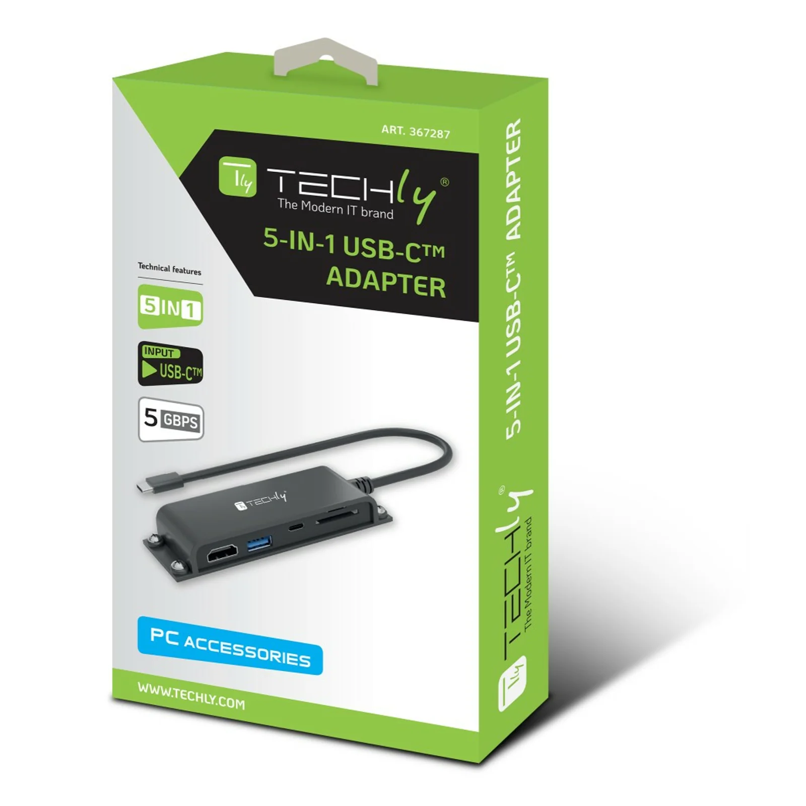 Techly IADAP-USBC-935 station d'accueil Avec fil USB 3.2 Gen 1 (3.1 Gen 1) Type-C Noir