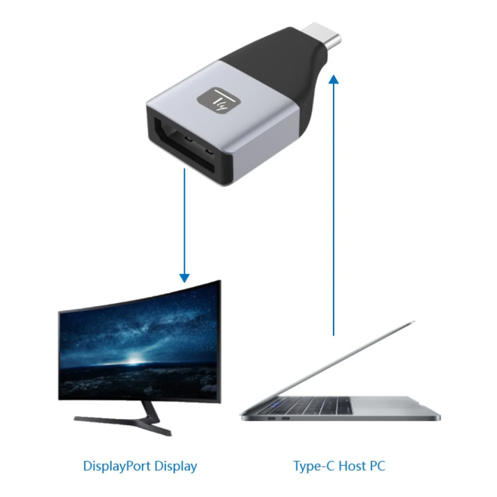Techly IADAP USBC-DP4K adaptateur graphique USB 3840 x 2160 pixels Noir, Argent