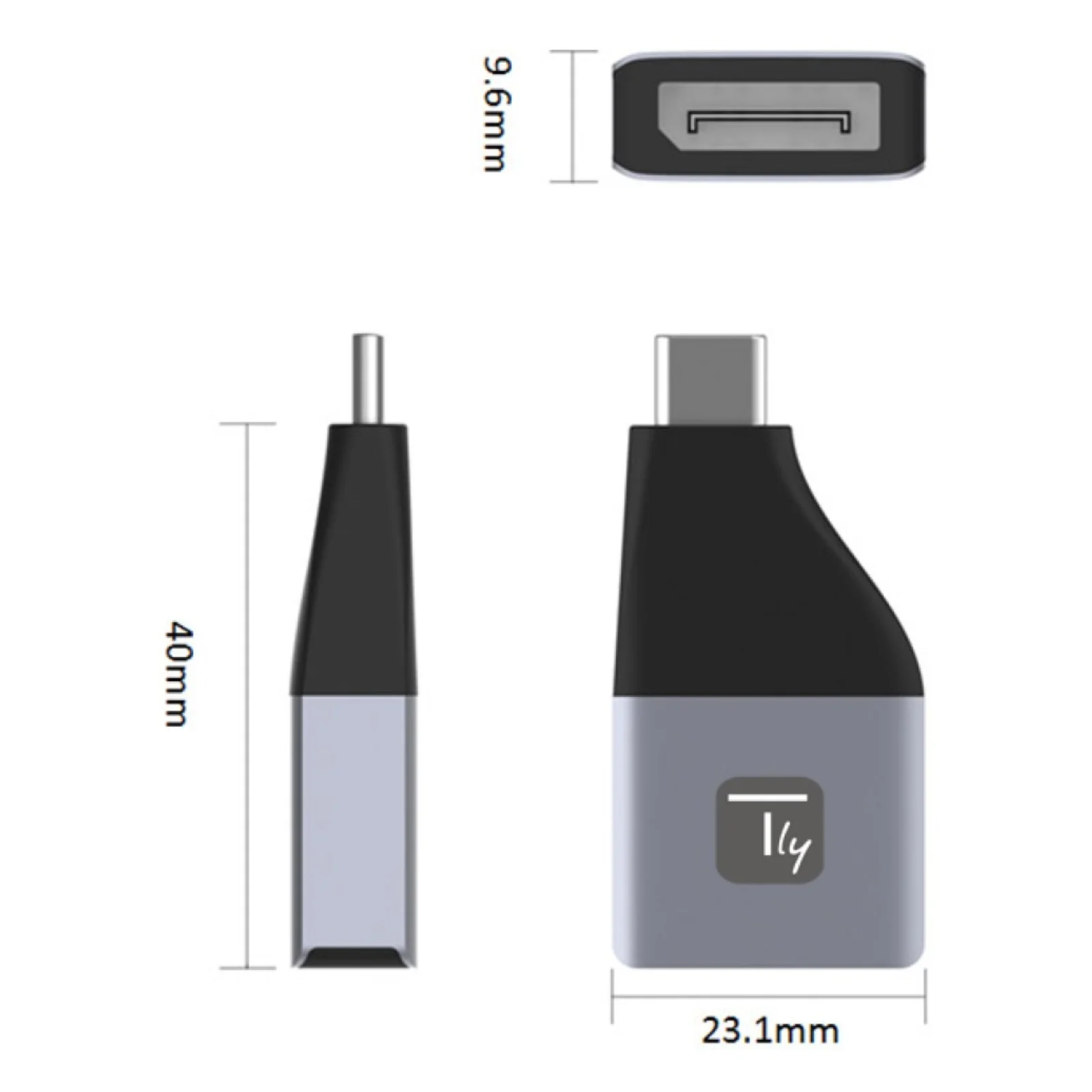 Techly IADAP USBC-DP4K adaptateur graphique USB 3840 x 2160 pixels Noir, Argent