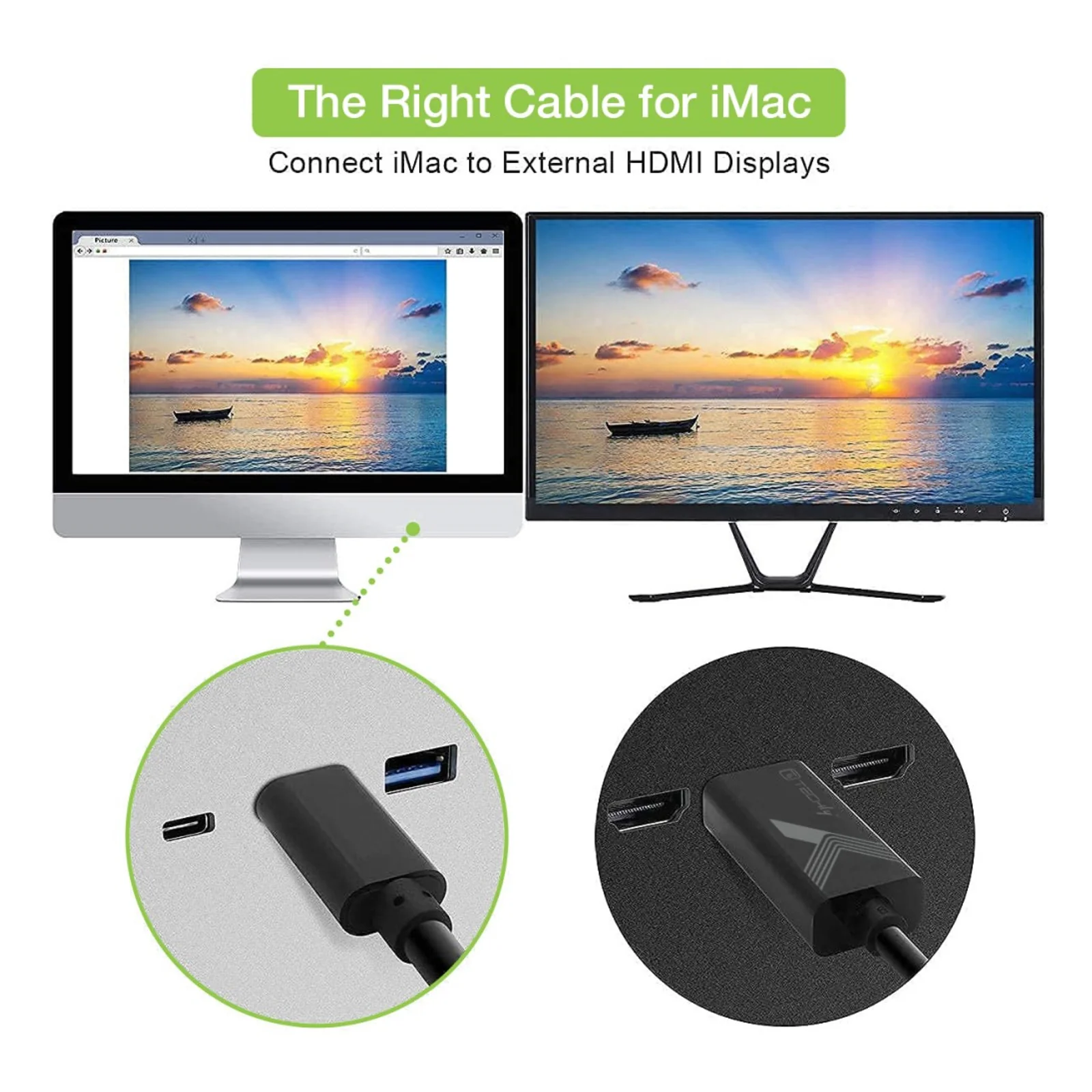 Techly IADAP USBC-HDMI2TY adaptateur graphique USB 3840 x 2160 pixels Noir