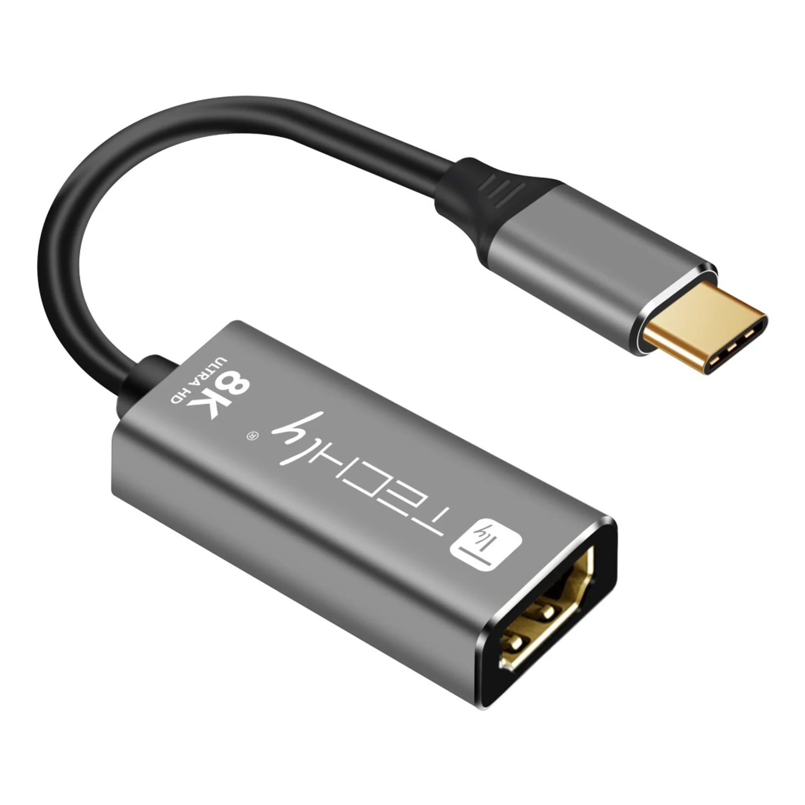 Techly IADAP-USBC-HDMI8 adaptateur graphique USB 7680 x 4320 pixels Noir, Argent