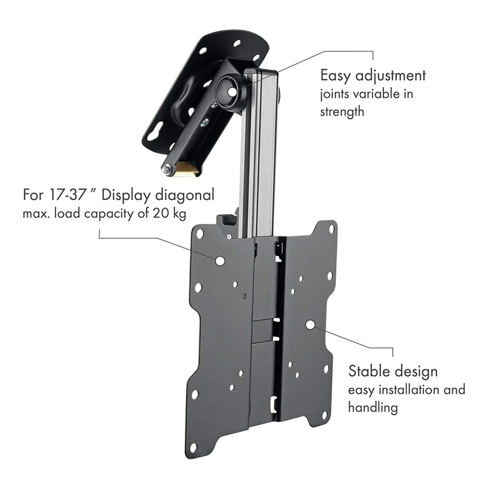 Techly ICA-CPLB 222 support pour téléviseur 94 cm (37") Noir, Argent