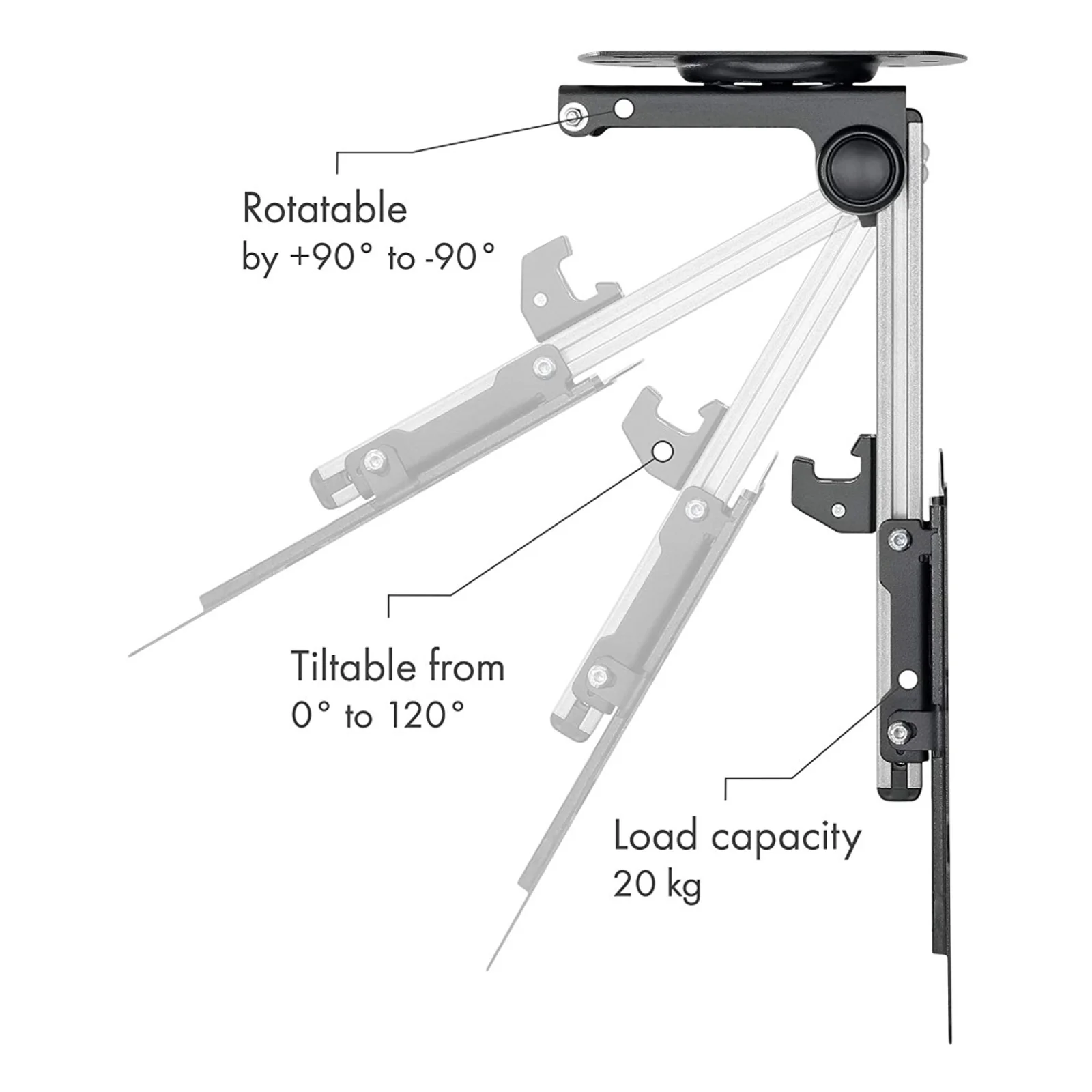 Techly ICA-CPLB 222 support pour téléviseur 94 cm (37") Noir, Argent