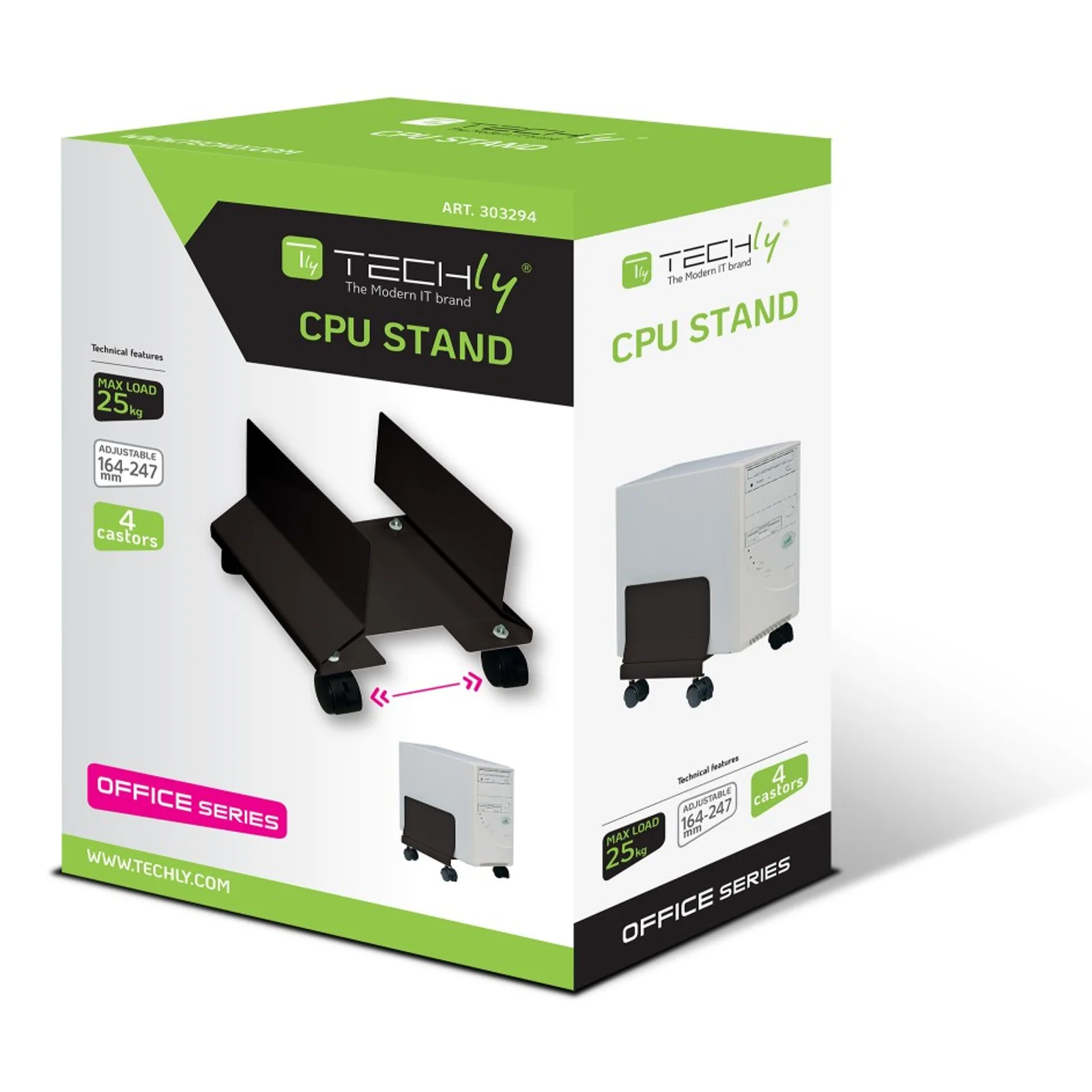 Techly ICA-CS 34 chariot et support multimédia Noir PC Panier multimédia