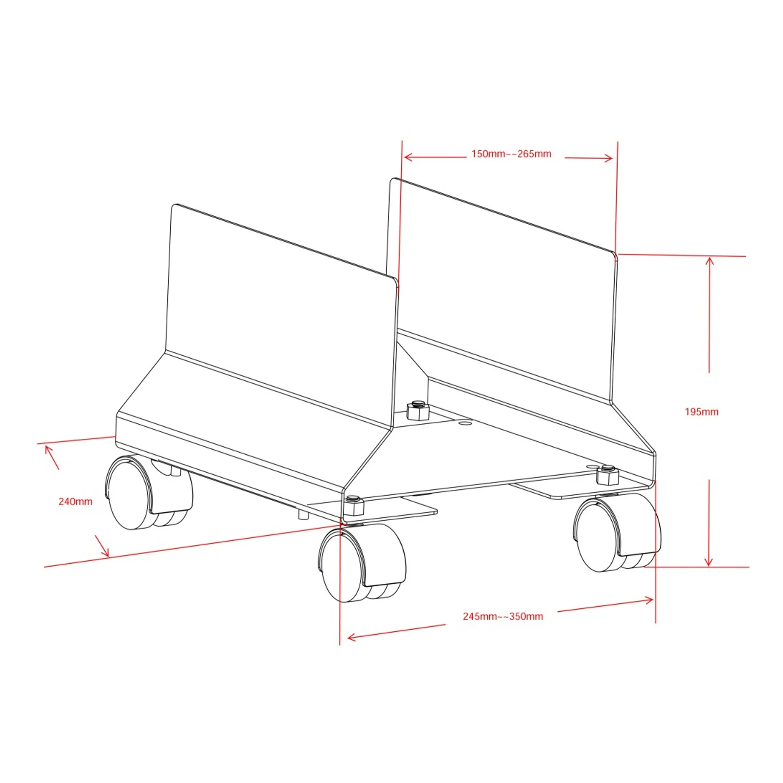 Techly ICA-CS 34 chariot et support multimédia Noir PC Panier multimédia