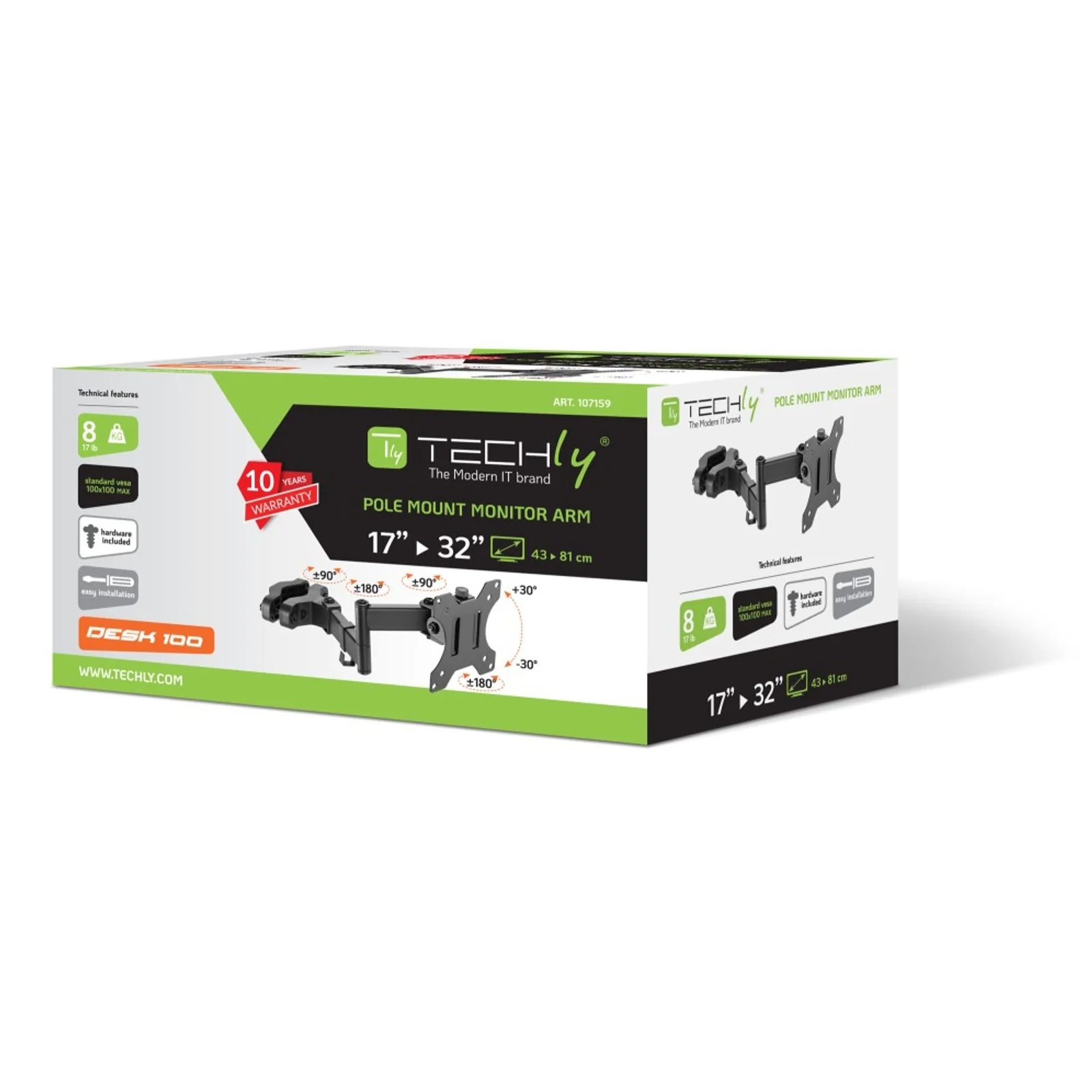 Techly ICA-LCD 110BK support pour téléviseur 81,3 cm (32") Noir