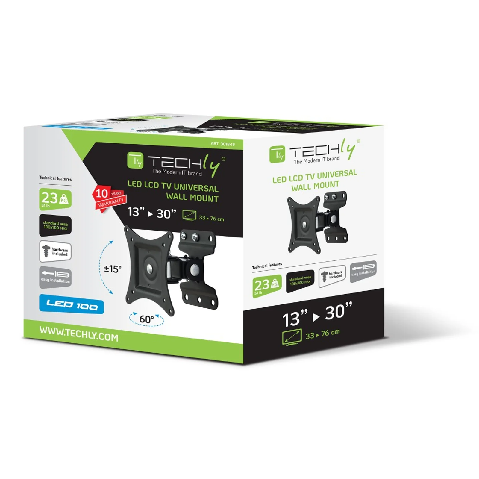 Techly ICA-LCD 201BK support pour téléviseur 76,2 cm (30") Noir