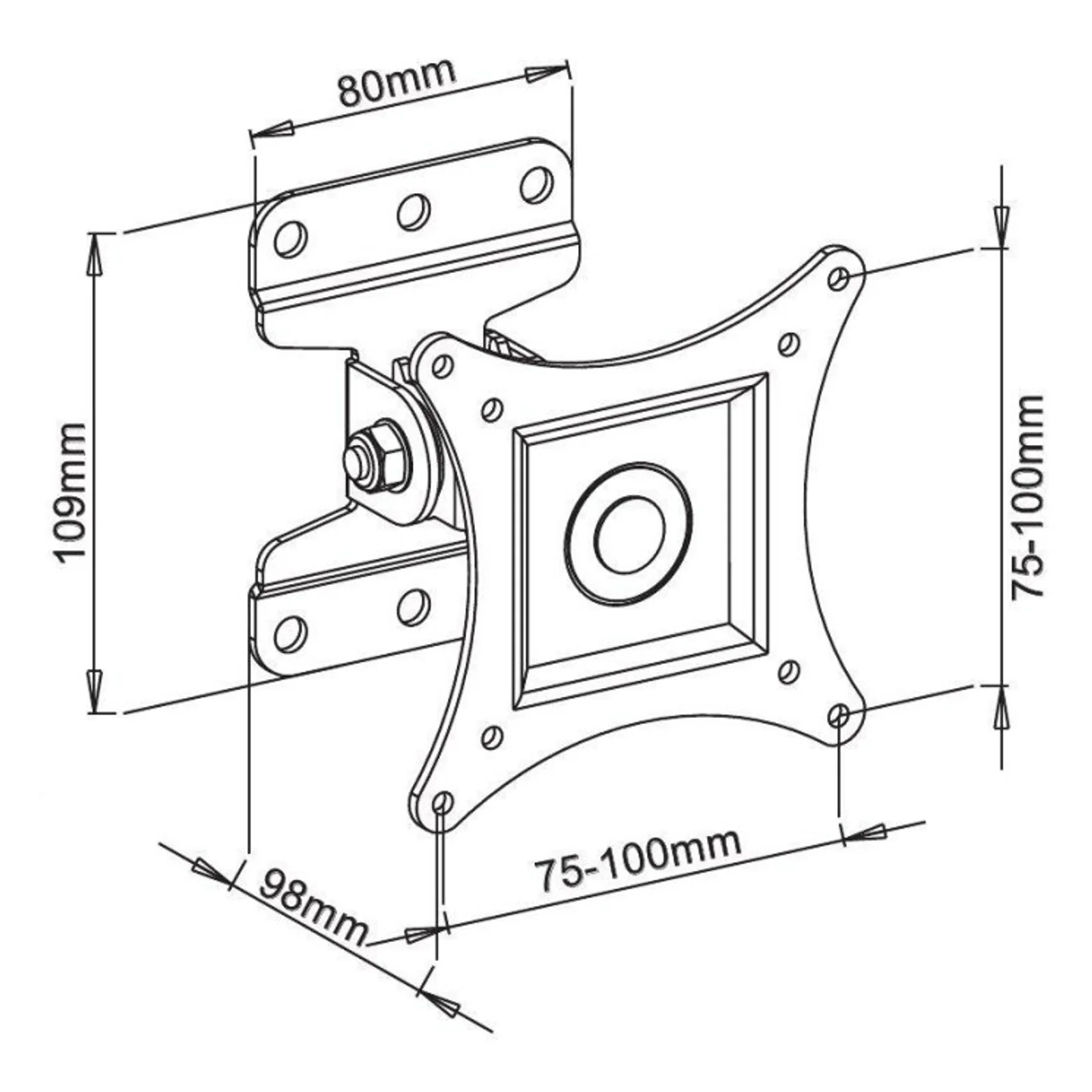 Techly ICA-LCD 201BK support pour téléviseur 76,2 cm (30") Noir