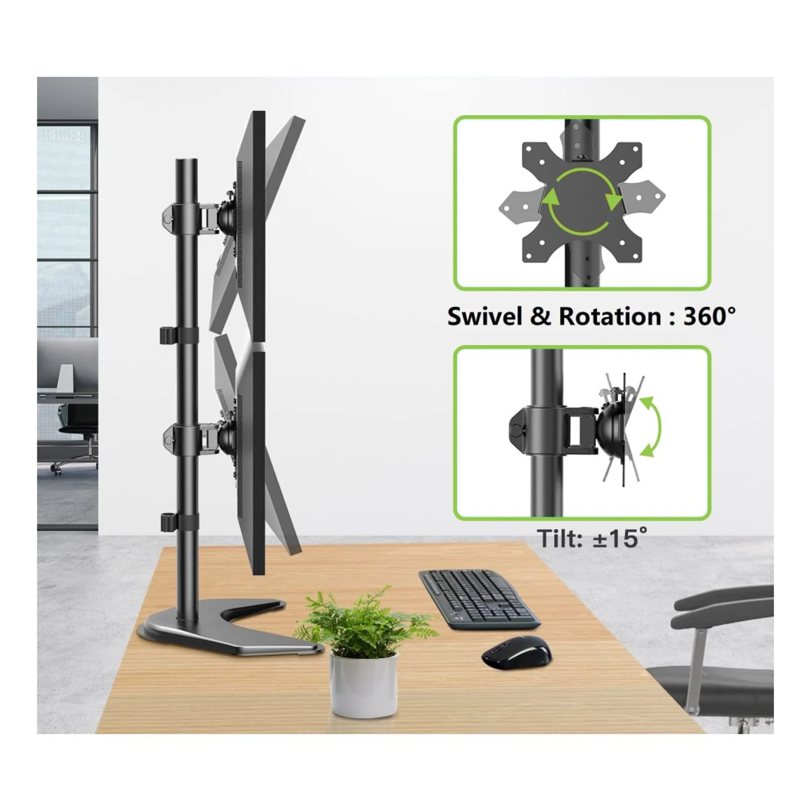 Techly ICA-LCD 2520V support d'écran plat pour bureau 68,6 cm (27") Noir