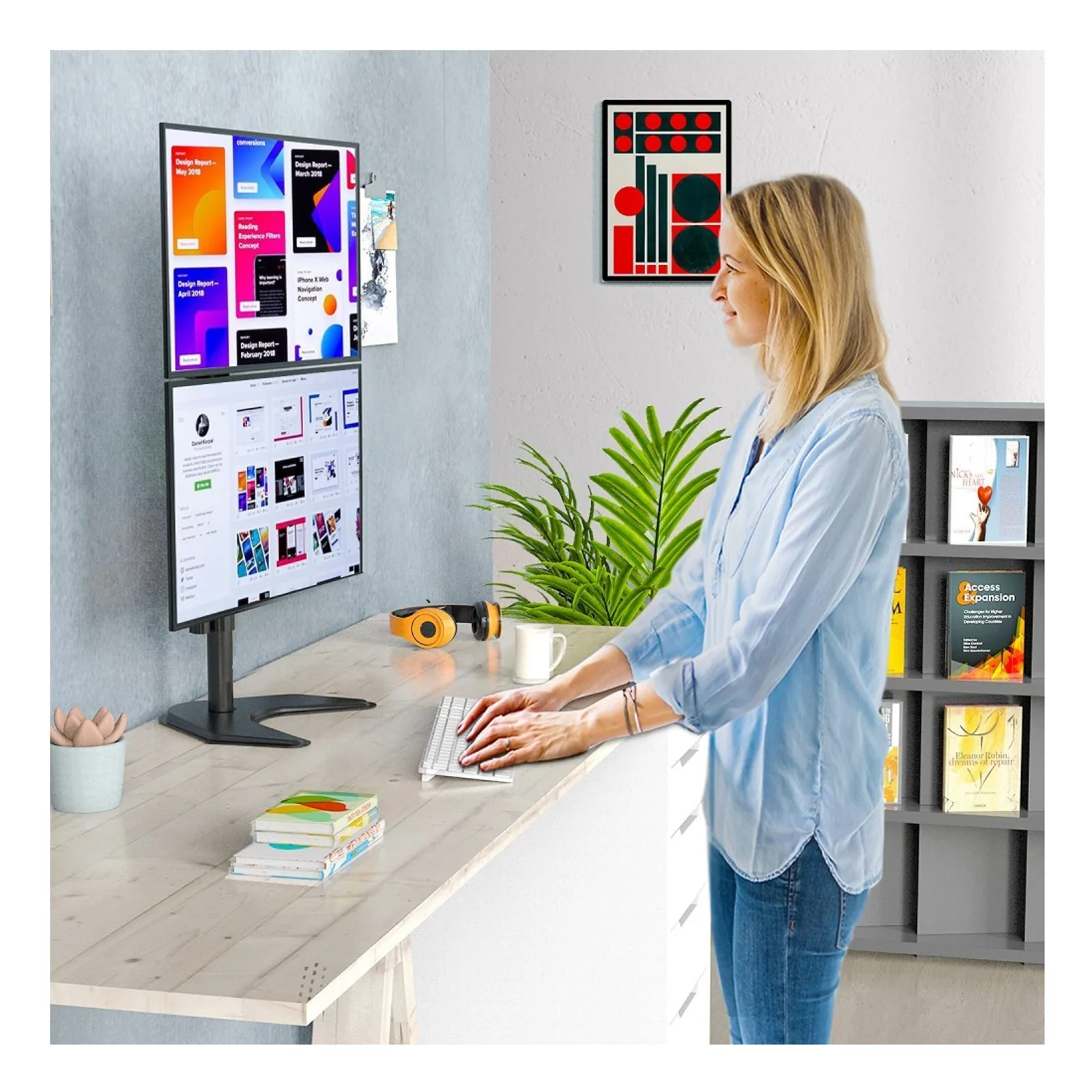 Techly ICA-LCD 2520V support d'écran plat pour bureau 68,6 cm (27") Noir